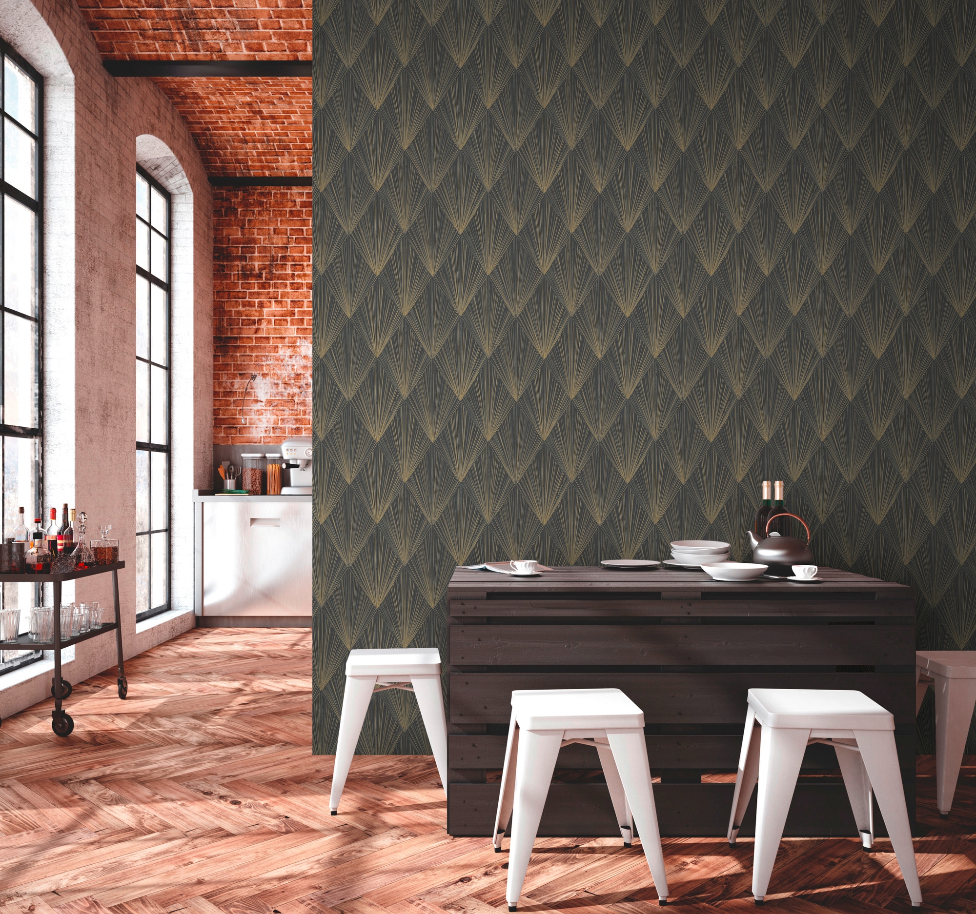 living walls Vliestapete »Metropolitan Stories, Ava New York« Motiv | abstrakt | gemustert leicht strukturiert Tapete Geometrisch Tapeten Wohnzimmer Schlafzimmer Küche Design Optik