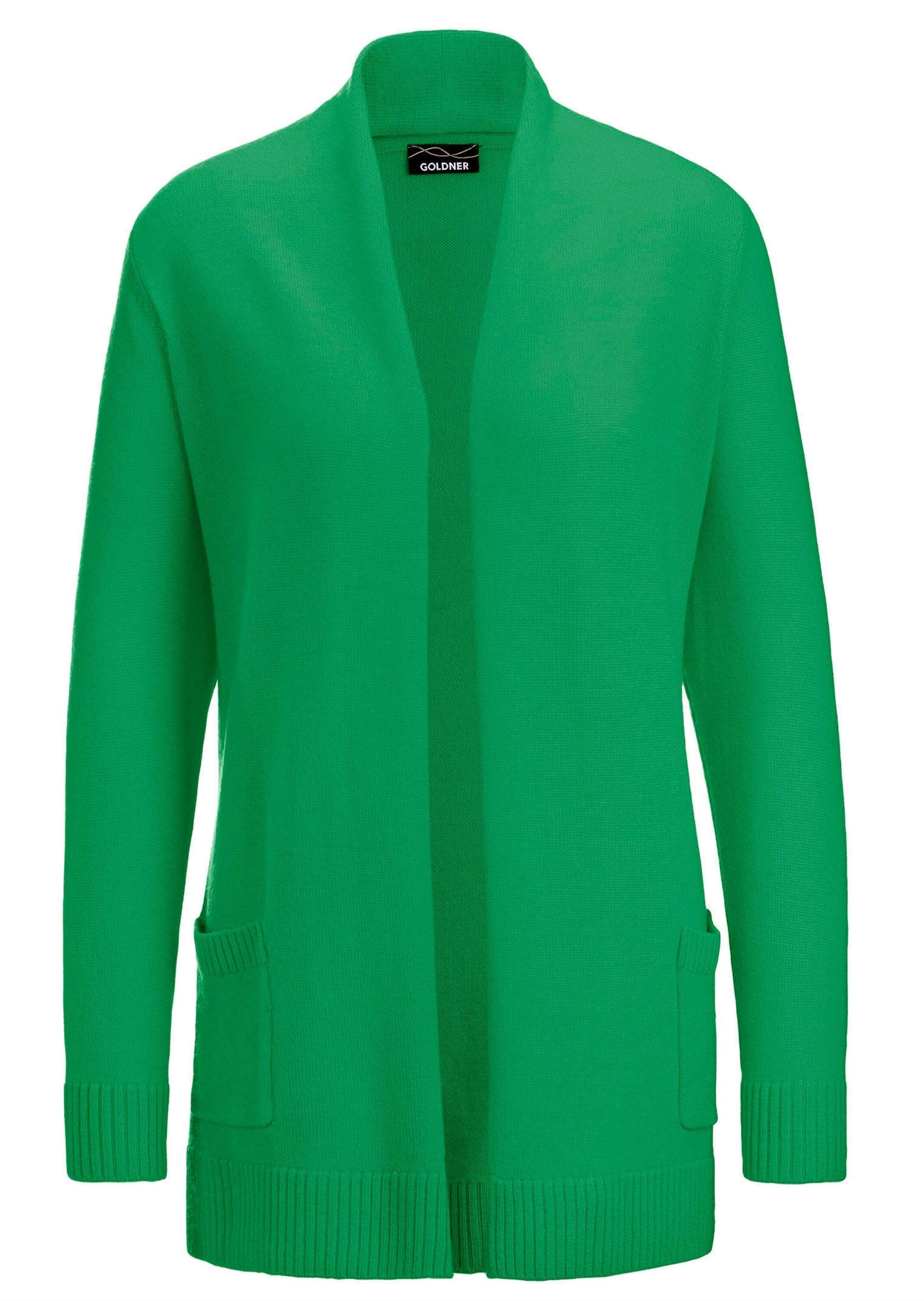 GOLDNER Strickjacke "Kurzgröße Langarm Cardigan aus Merino" Schalkragen