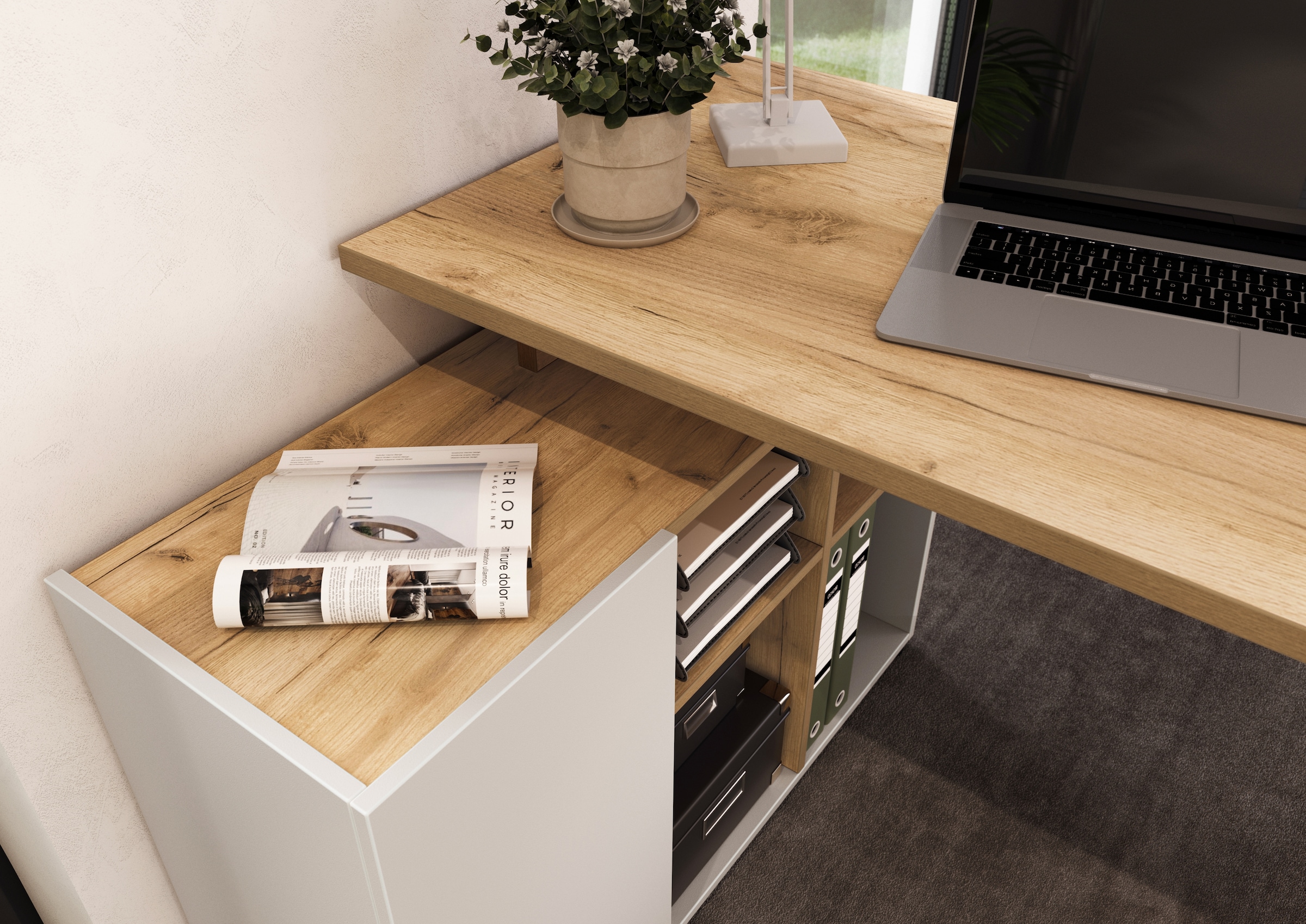 GERMANIA Eckschreibtisch »Adrano«, (1 St.), mit integriertem Sideboard