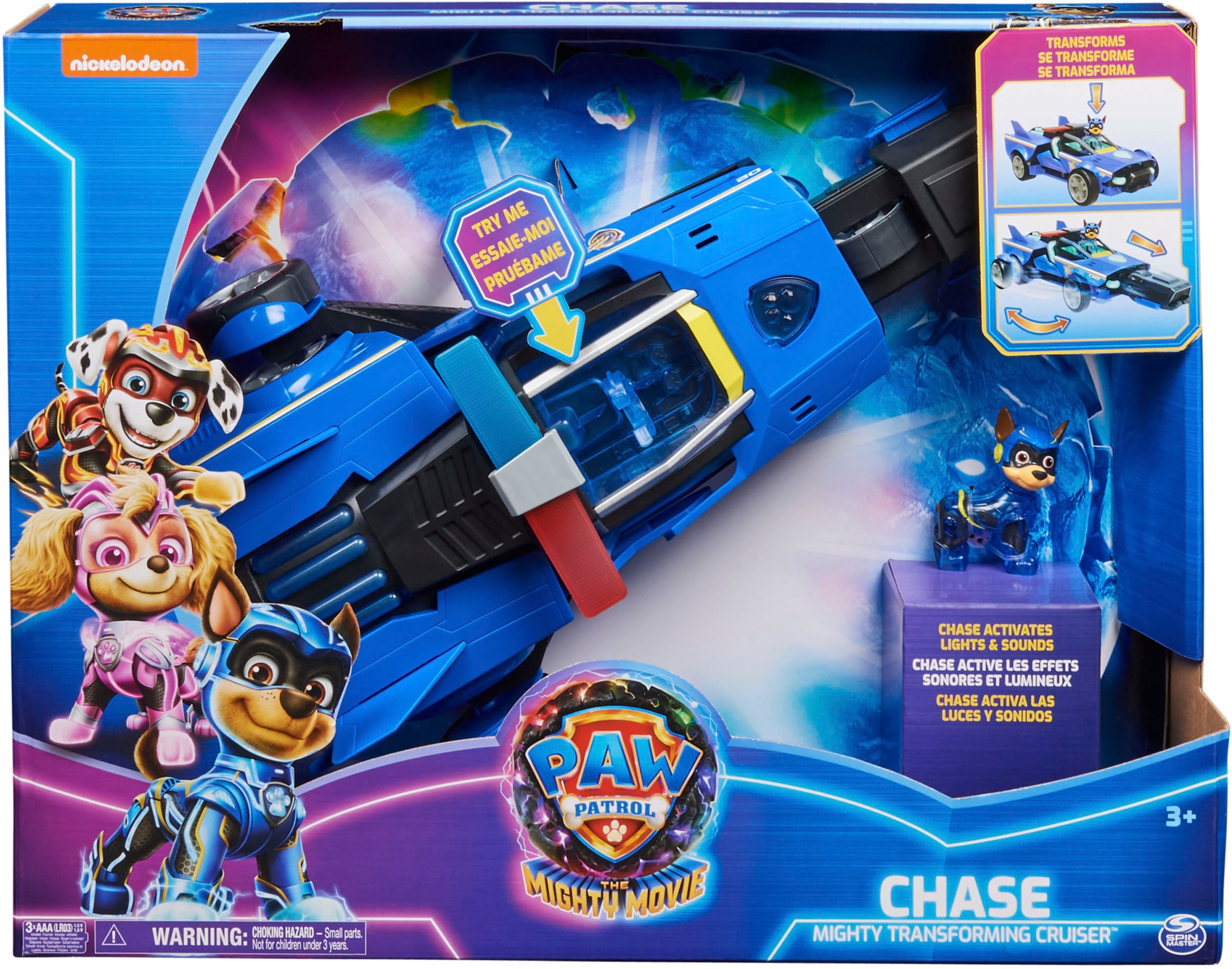 Spin Master Spielzeug-Rennwagen »Paw Patrol - Movie II - Chases Deluxe Raketen-Fahrzeug«, Superhelden-Raketenfahrzeug inkl. Chase Figur