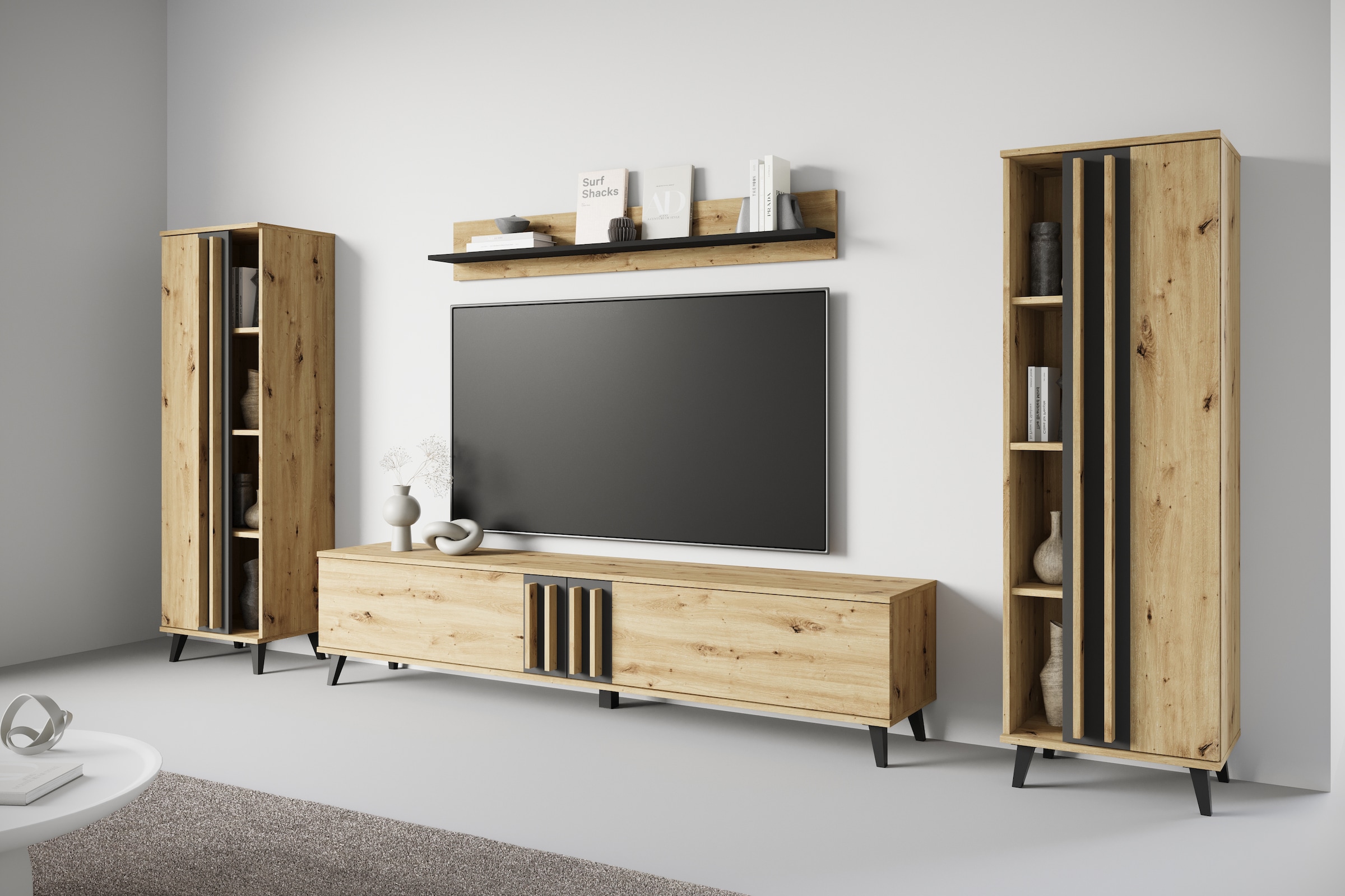 INOSIGN Wohnwand "Helsinki, Modernes Möbelset" Komplett-Set, 4 Stk. tlg. günstig online kaufen