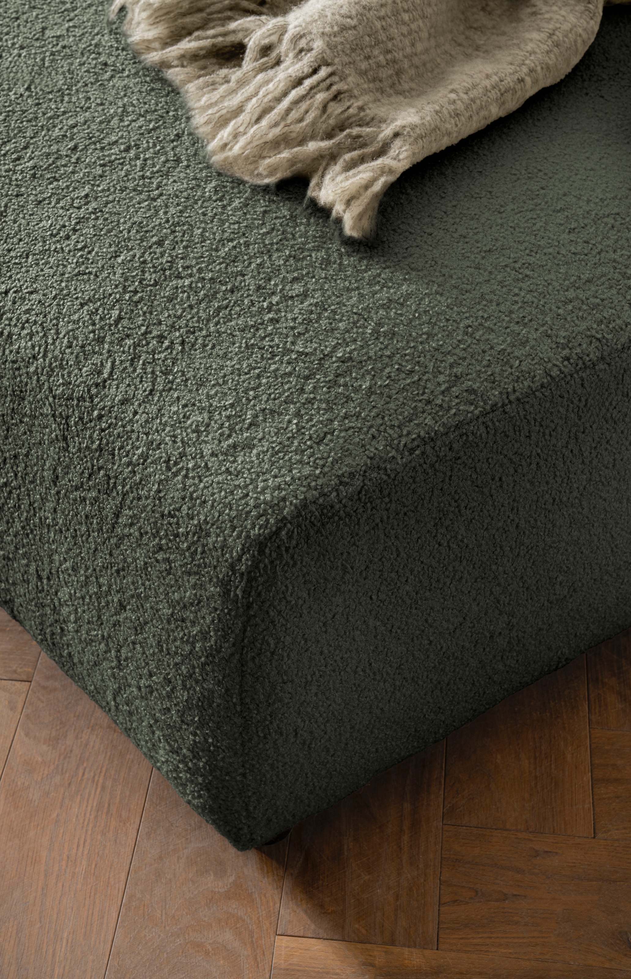 andas Ecksofa »BAKELS, L-Form in Cord oder Boucle-Stoff, moderne Couch«, wahlweise Recamiere rechts/links, bequemer Sitzkomfort
