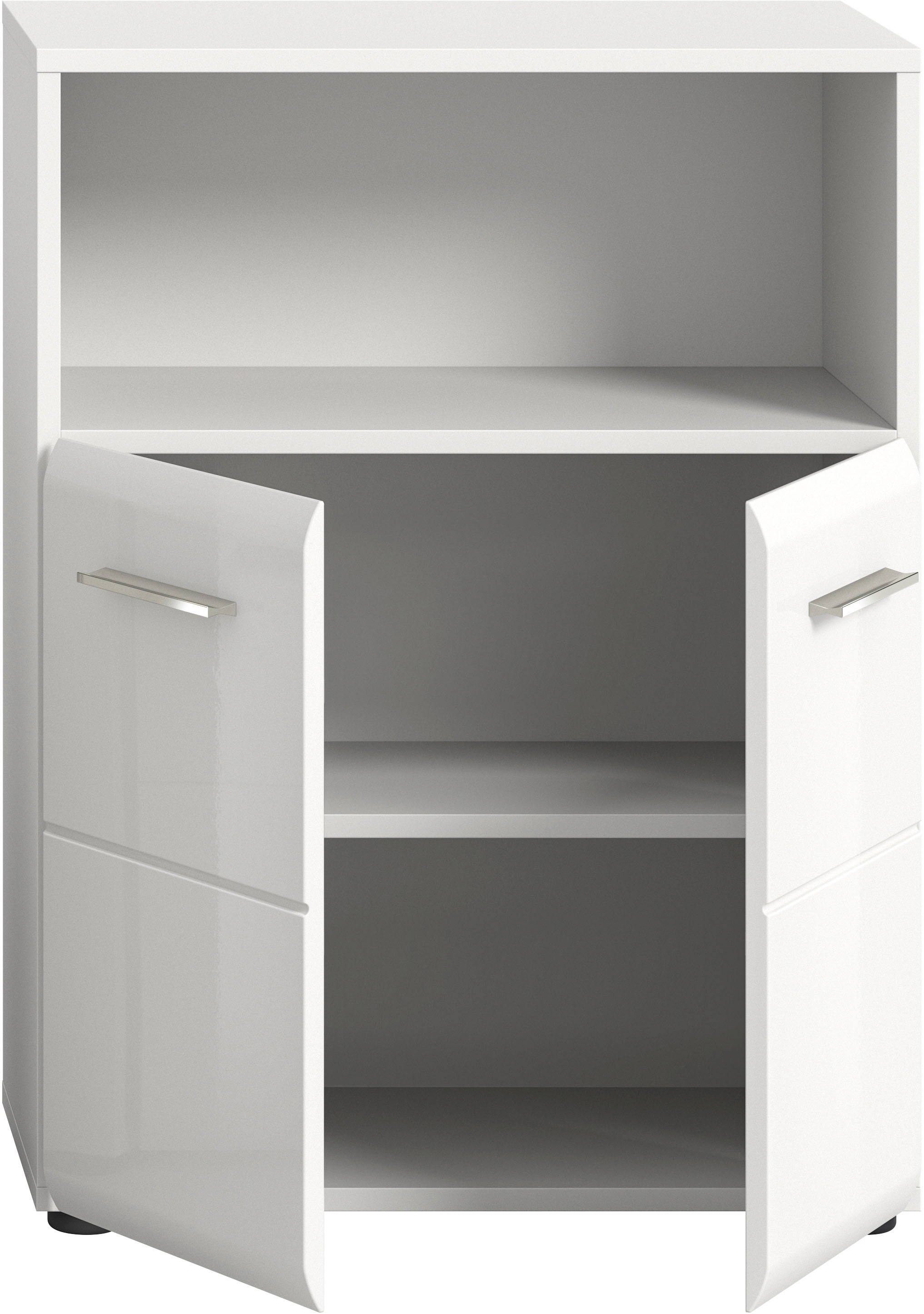 INOSIGN Midischrank »FLORENZ, TOPSELLER!, Breite 60 cm, 2 Türen, 1 Fachboden, 1 offene Fach«, hochwertige MDF Front, Griff chromglänzend, Badschrank, Bad