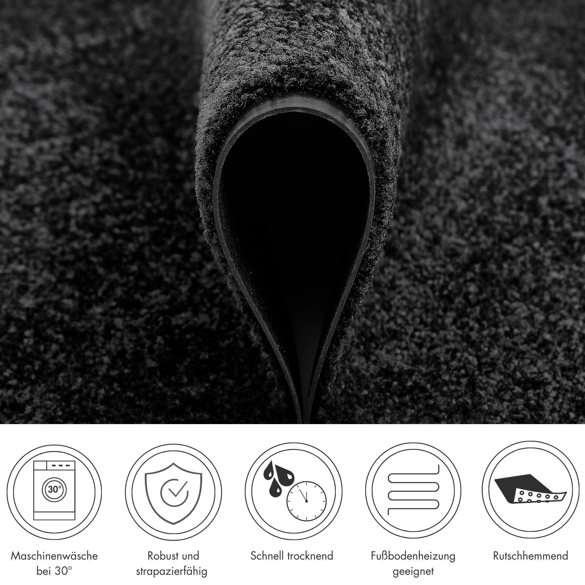 my home Fußmatte »Fresh Step, Made in Belgium«, rechteckig, 7 mm Höhe, für den Eingangsbereich, Uni-Farben, rutschhemmend, robust, waschbar