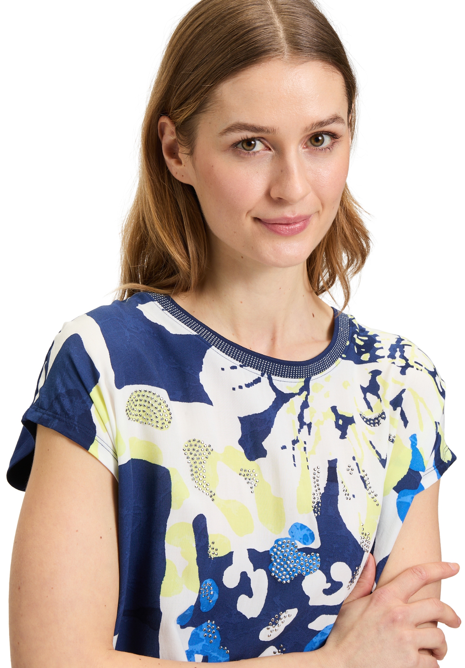 Betty Barclay Kurzarmshirt »Betty Barclay Damen Blusenshirt mit Aufdruck«, (1 tlg.), Glitzersteine