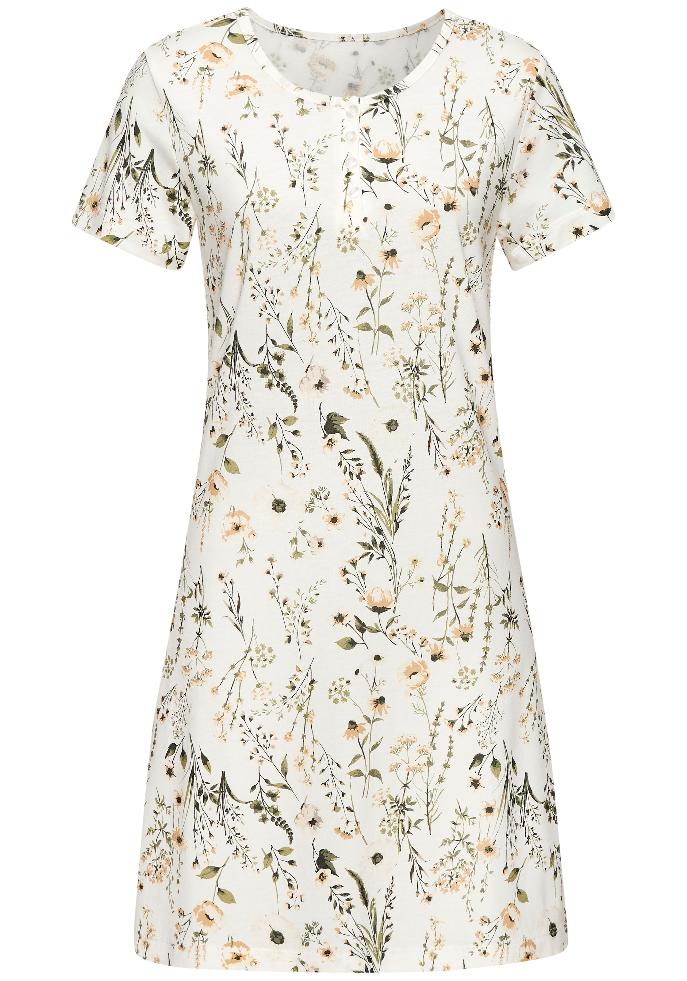LASCANA Nachthemd 1-teilig, mit schönem Blumenprint und Knopfleiste günstig online kaufen