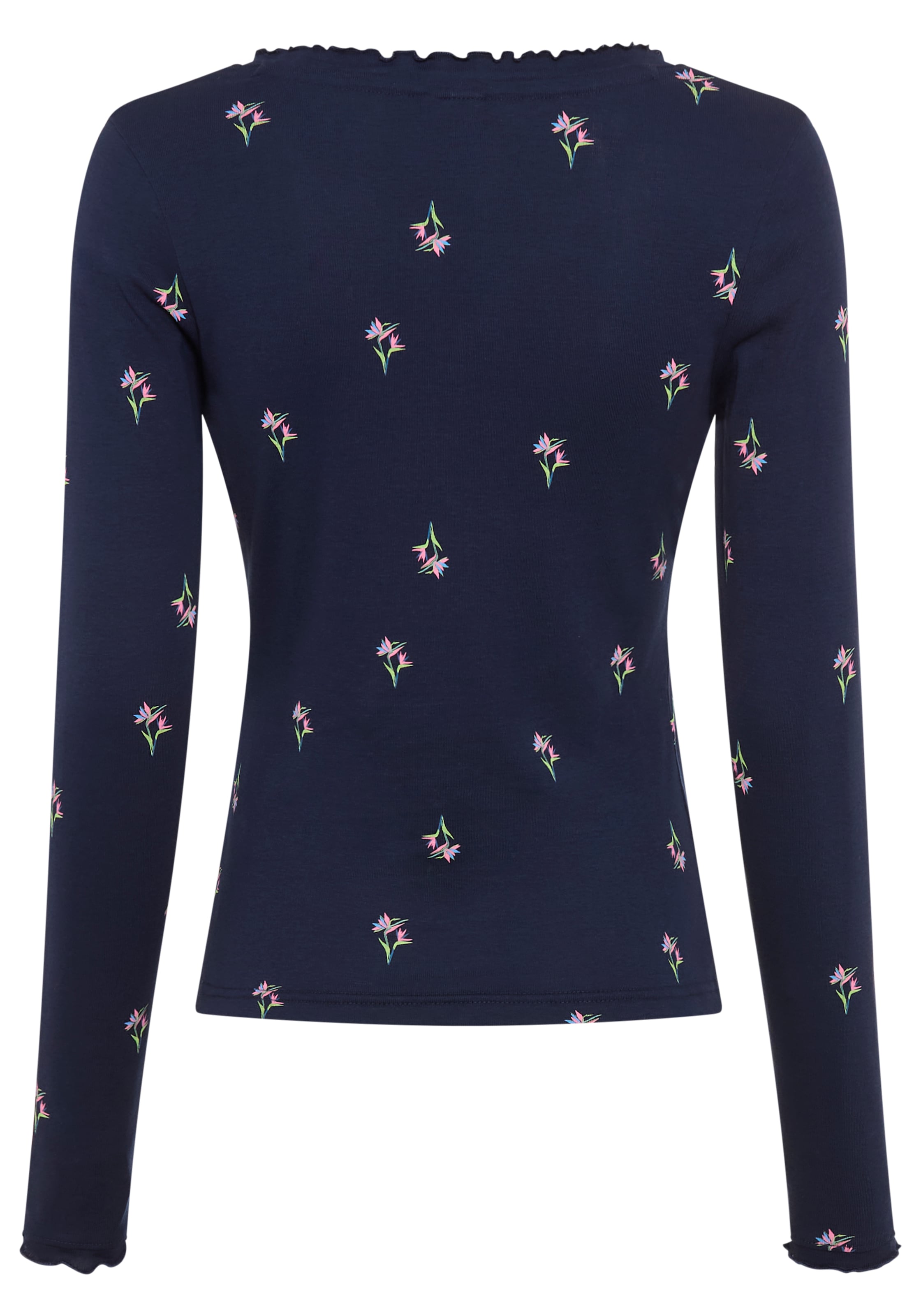 KangaROOS Langarmshirt, mit Blumendruck und Knopfleiste