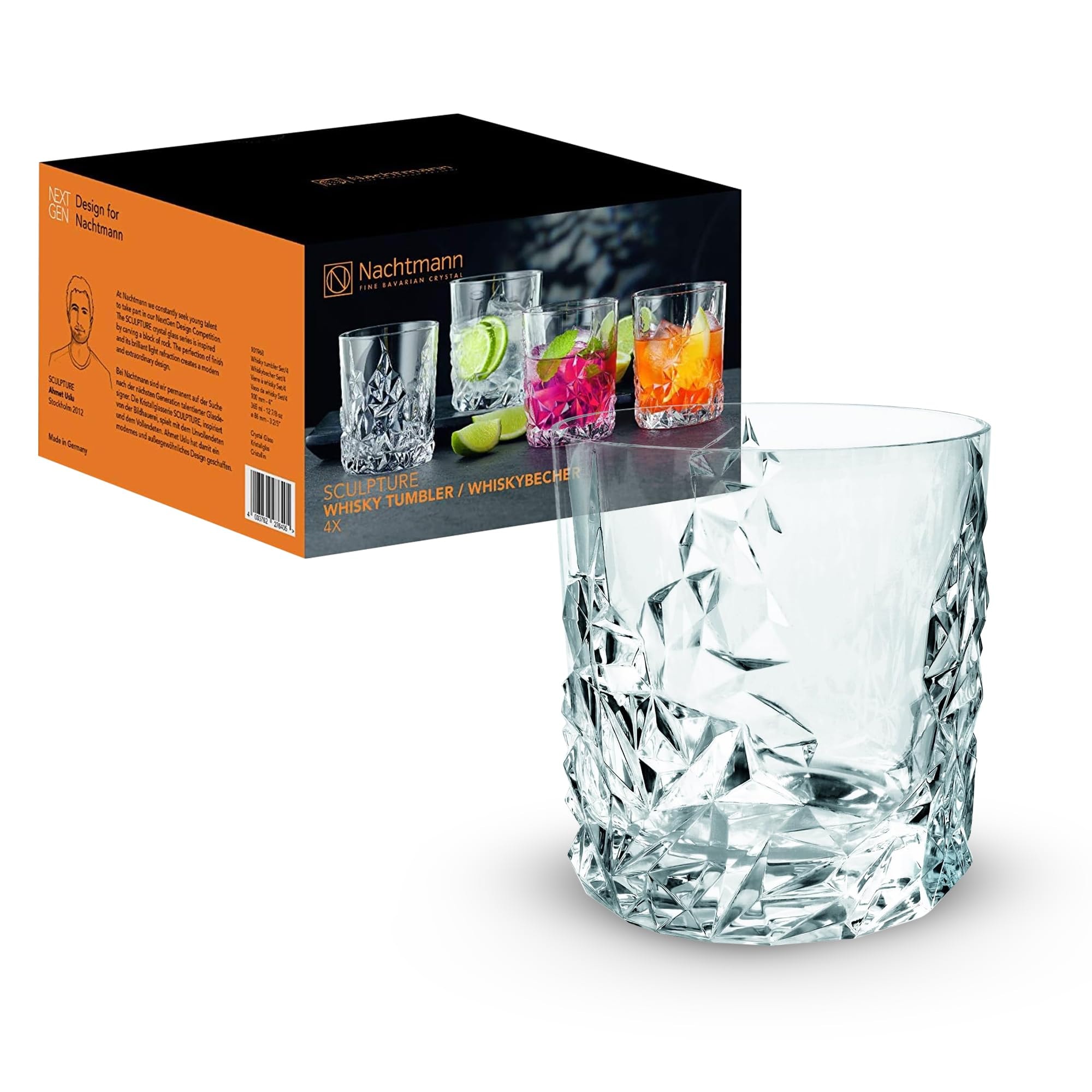 NACHTMANN Whiskyglas "Whiskygläser Sculpture 340 ml 4er Set transparent", 4 tlg., bunt, Trinkgefäße