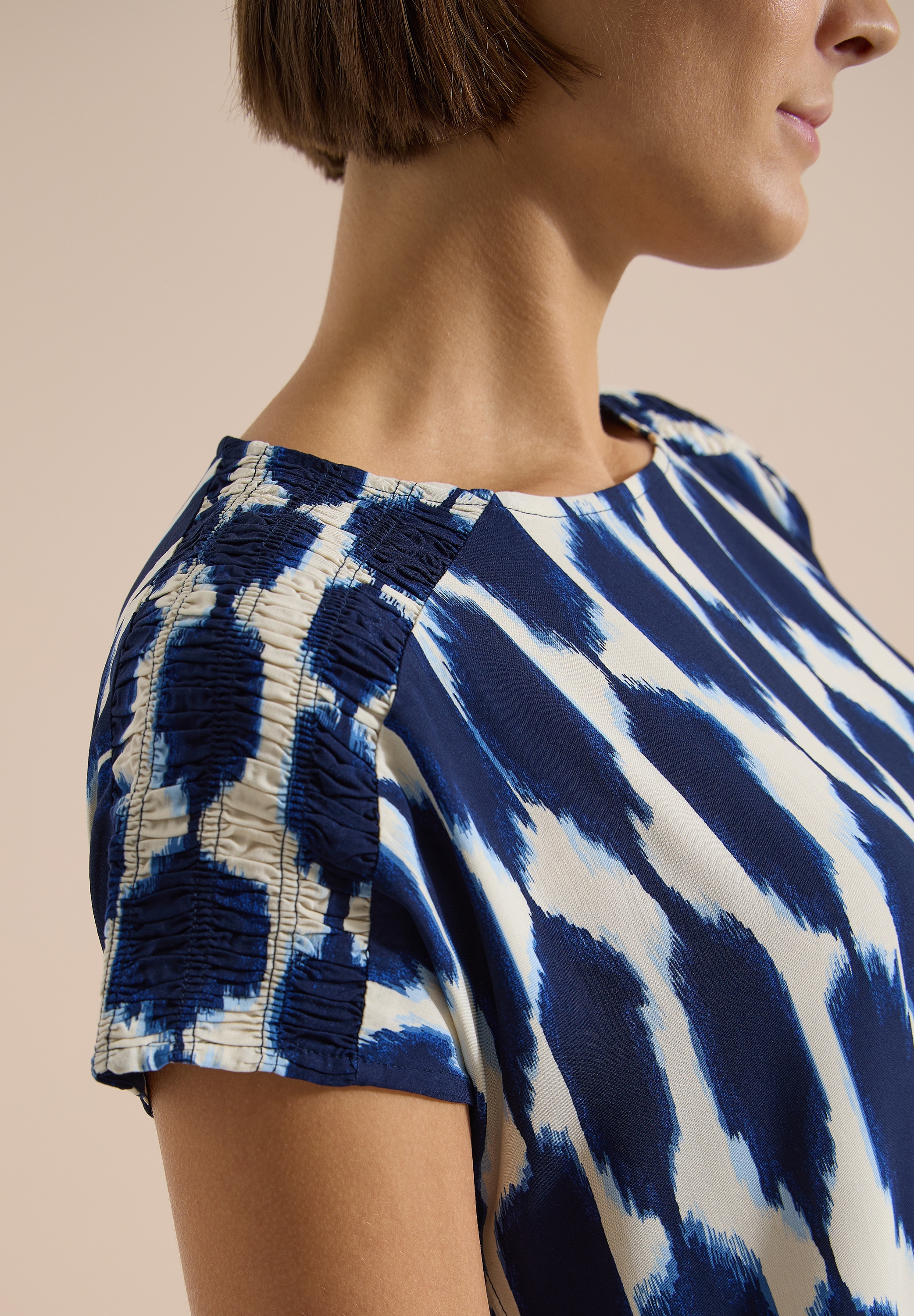 Cecil Druckkleid Ohne Taschen Sommerkleid mit Capsleeves und grafischem Muster