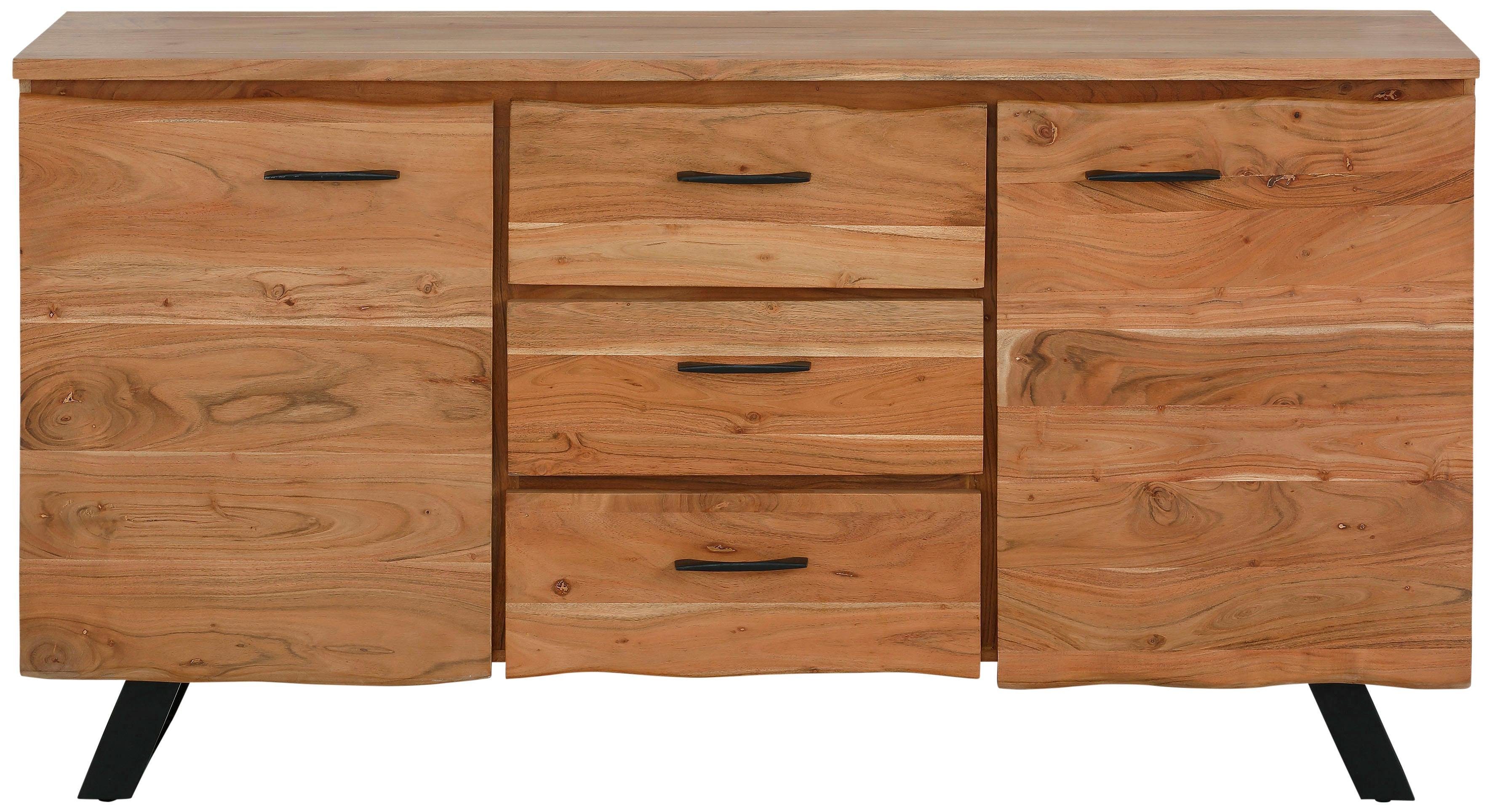 Quadrato Sideboard Cantu, aus Massivholz mit 3 Schubkästen und 2 Türen