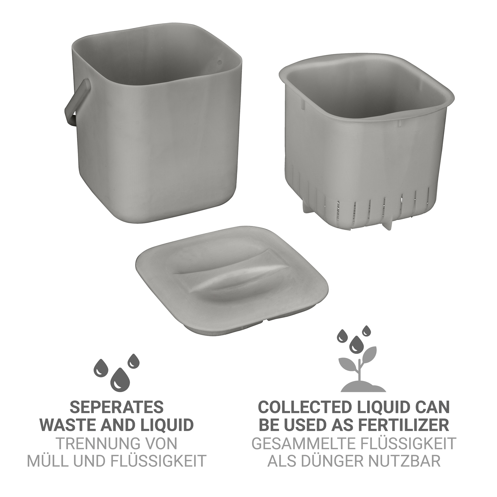 WENKO Biomülleimer »Modell Conny« 1 Behälter Komposteimer, Abfallsammler mit herausnehmbarem Sieb und Henkel, 3 L