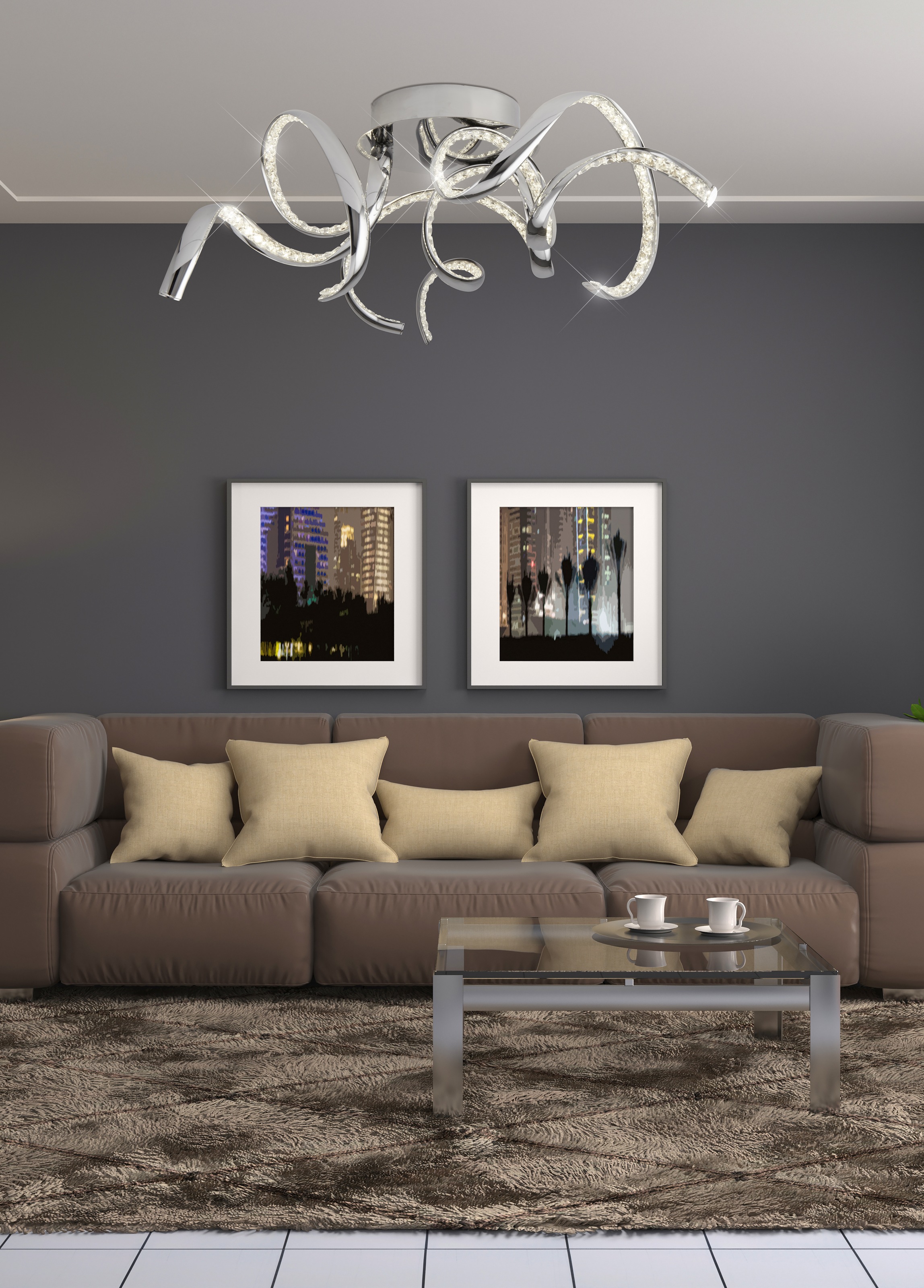 Searchlight LED Deckenleuchte »Twirls-LED-Deckenleuchte- Chrom & klarer Kristall« LED-Modul 1 Stk.