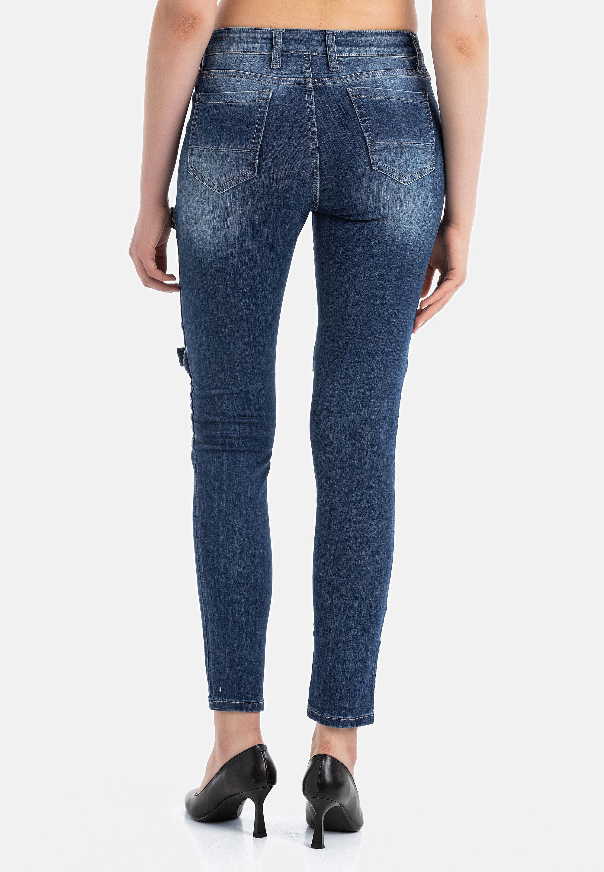 Cipo & Baxx Slim-fit-Jeans »DENIM« im coolen Biker-Look in Skinny Fit, WD383