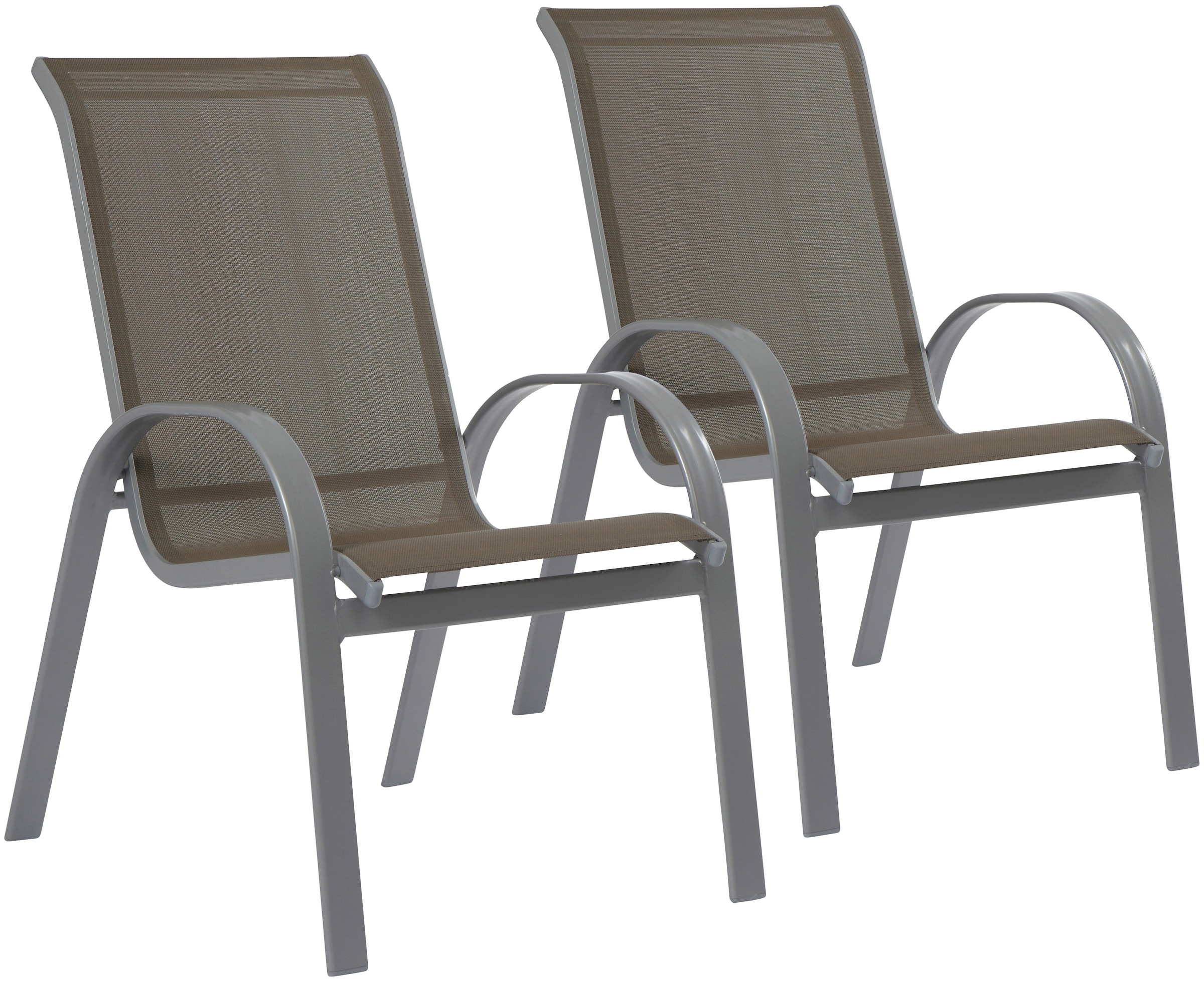 MERXX Garten-Essgruppe »Amalfi«, (7 tlg., 6x Stapelsessel, 1x Ausziehtisch 140(200)x90 cm), pulverbeschichtetes Aluminium, aus 100% Polyester, für 6 Personen