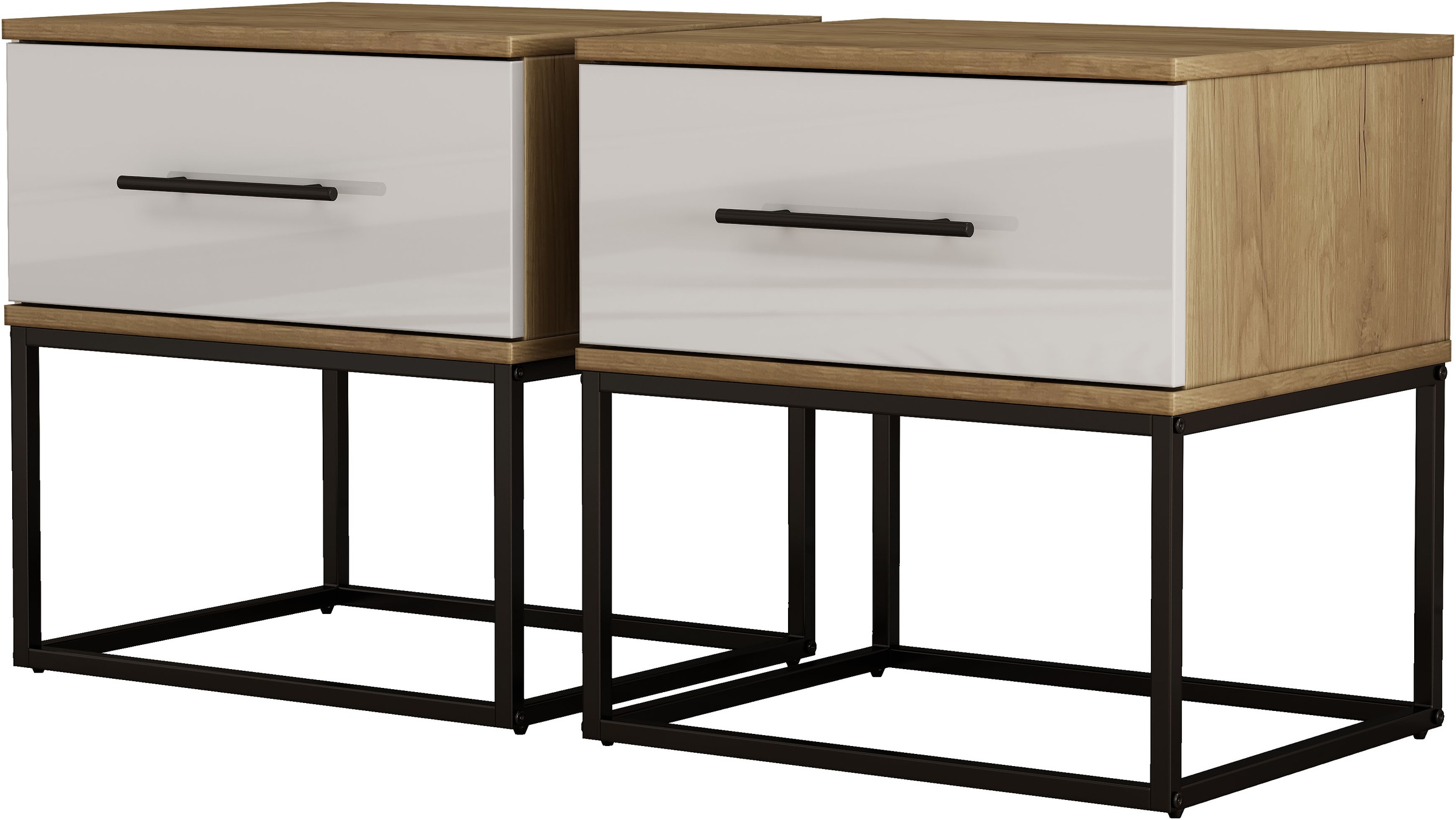 OTTO home Nachtkommode "Lucca Nachttisch Set mit Metallkufen und schwarzen günstig online kaufen