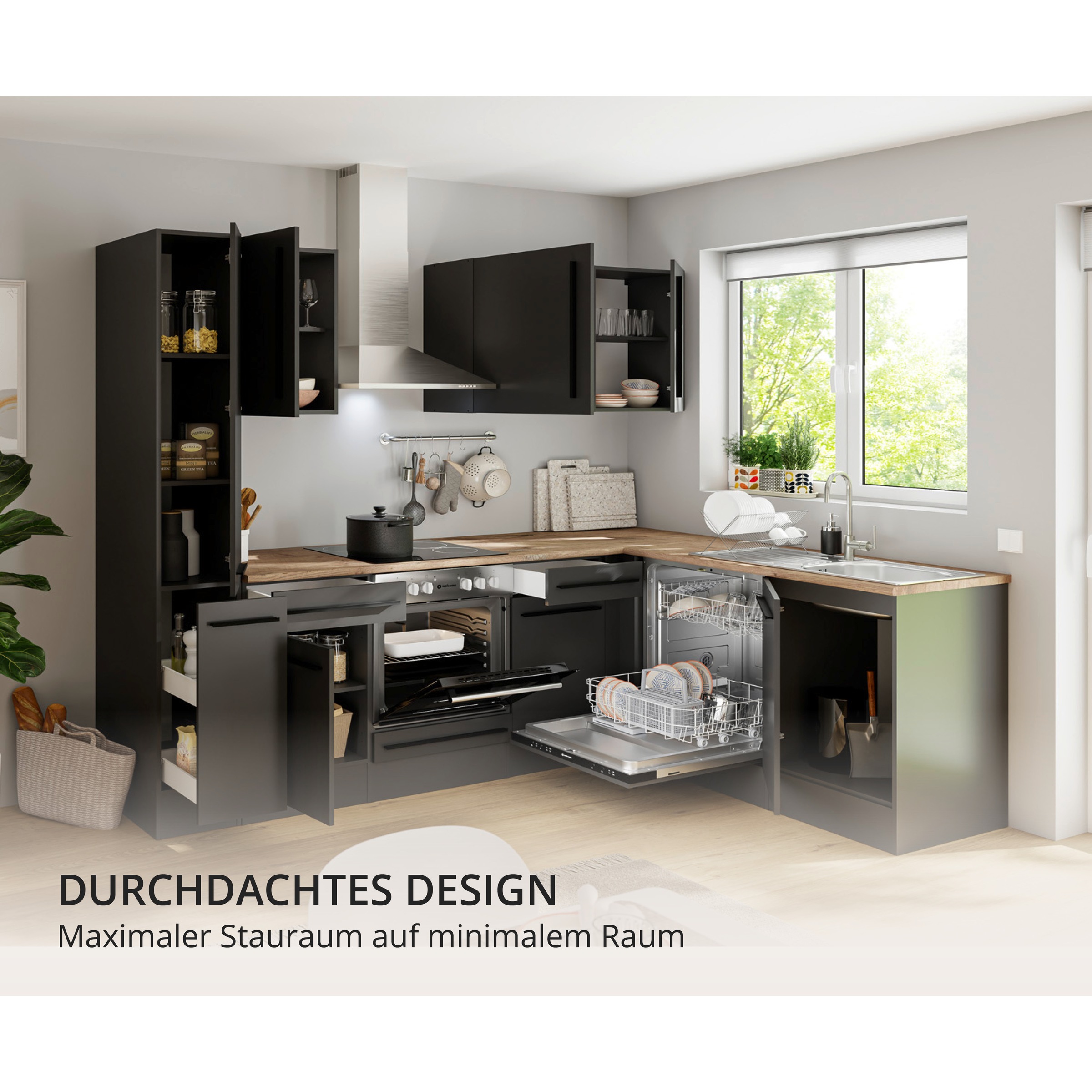 BASIC by Balculina Winkelküche »Jazz« Stellbreite 250x175 cm, wahlweise mit E-Geräten