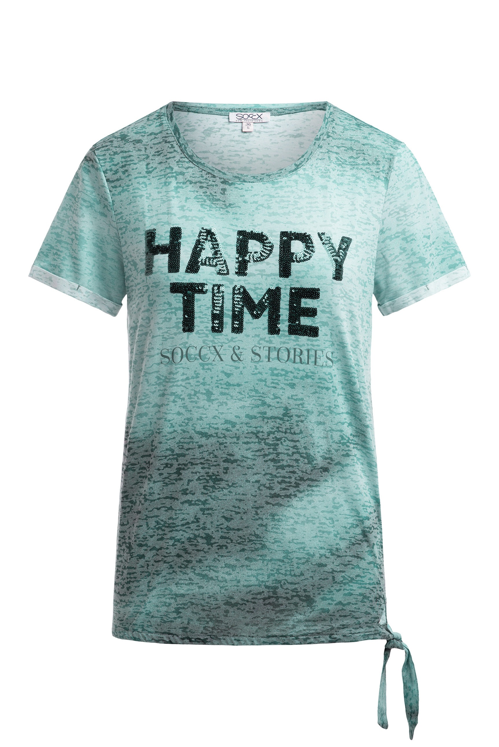 SOCCX Rundhalsshirt mit Knoten-Saum günstig online kaufen