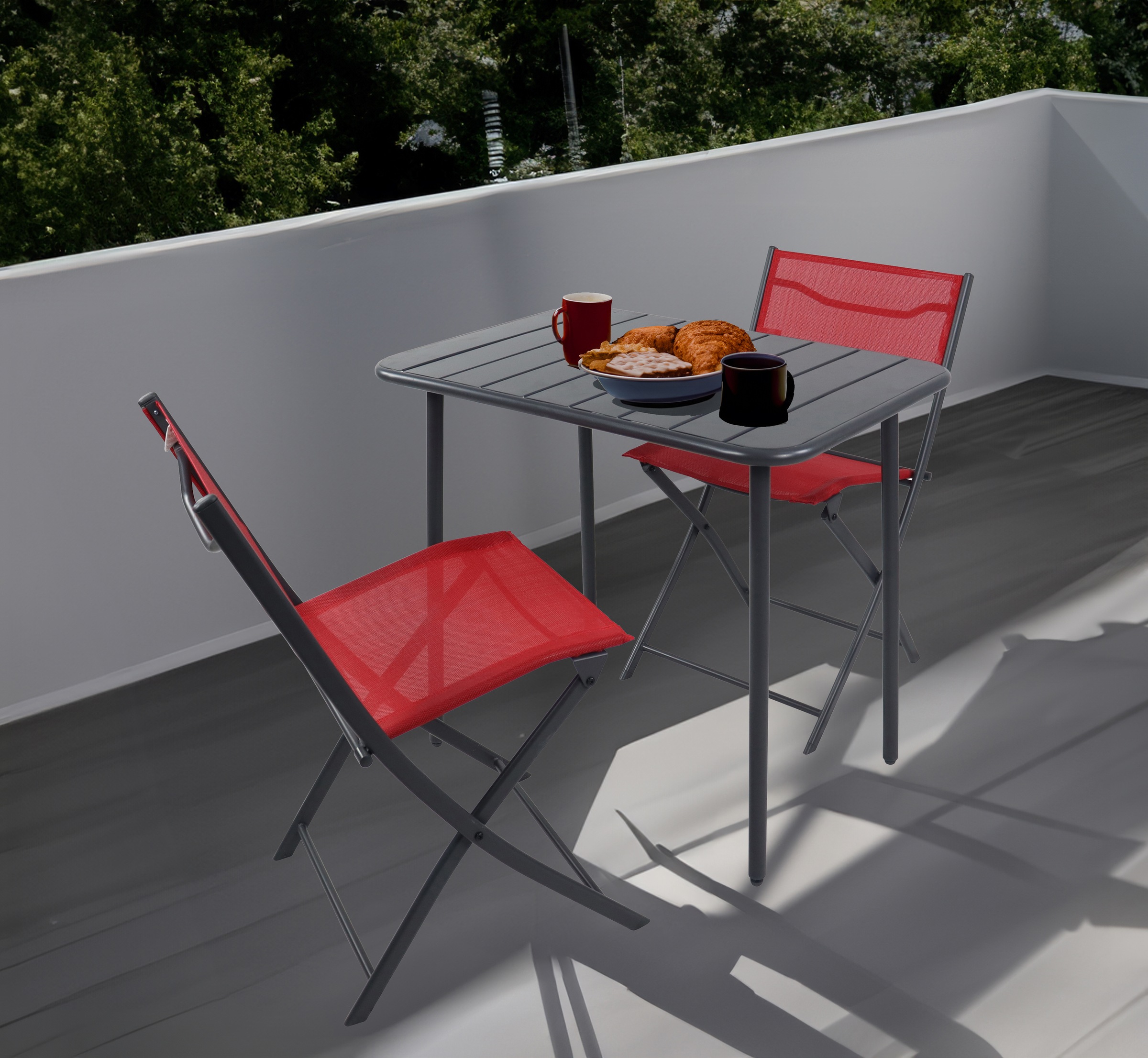 VCM Garten-Essgruppe »VCM 3-tlg Gartenmöbel Set | Sitzgruppe Essgruppe | 1xTisch, 2x Stühle | Tisch Maße ca. H. 72 x B. 80 x T. 55 cm | Klappbar | Garten Set - Sumila«, (3 tlg., Sumila)