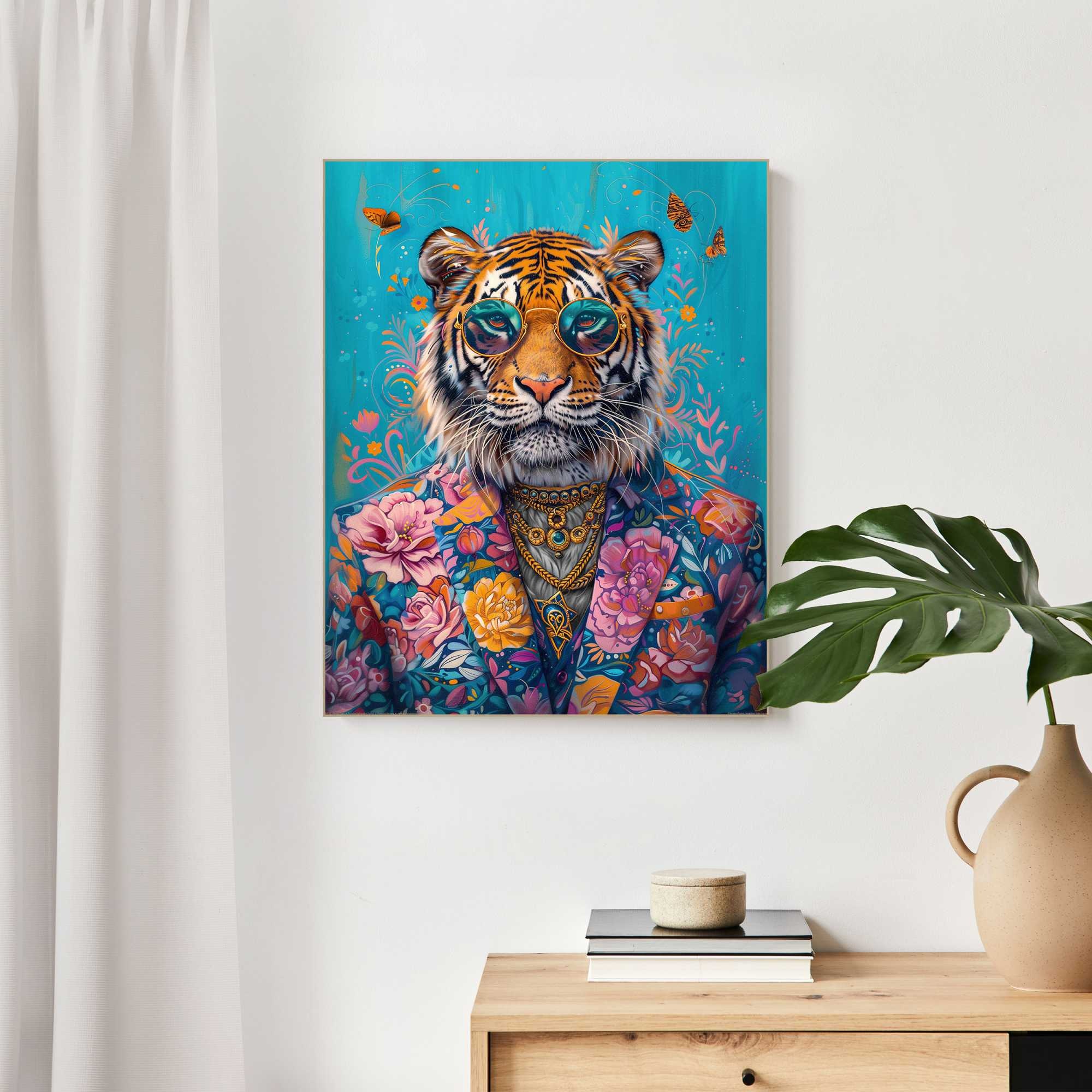 Reinders! Wandbild »Gekleideter Tiger«, Wohnzimmer - Mehrfarbig - MDF - Tiere - 50x40 cm