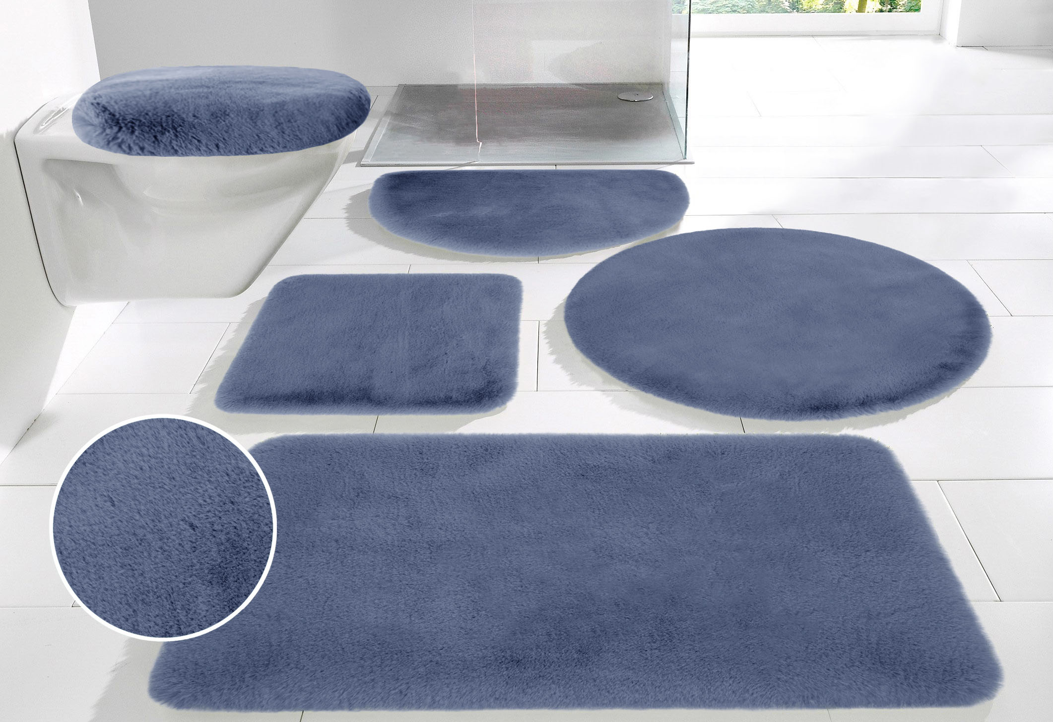OTTO home Badematte "Rabbit Badematten, Badvorleger, Badezimmer Teppich" Höhe 30 mm rutschhemmend beschichtet fußbodenheizungsgeeignet schnell trocknend strapazierfähig Kaninchenfell-Haptik, Badteppich, rechteckig, rund & als 3-tlg. Set