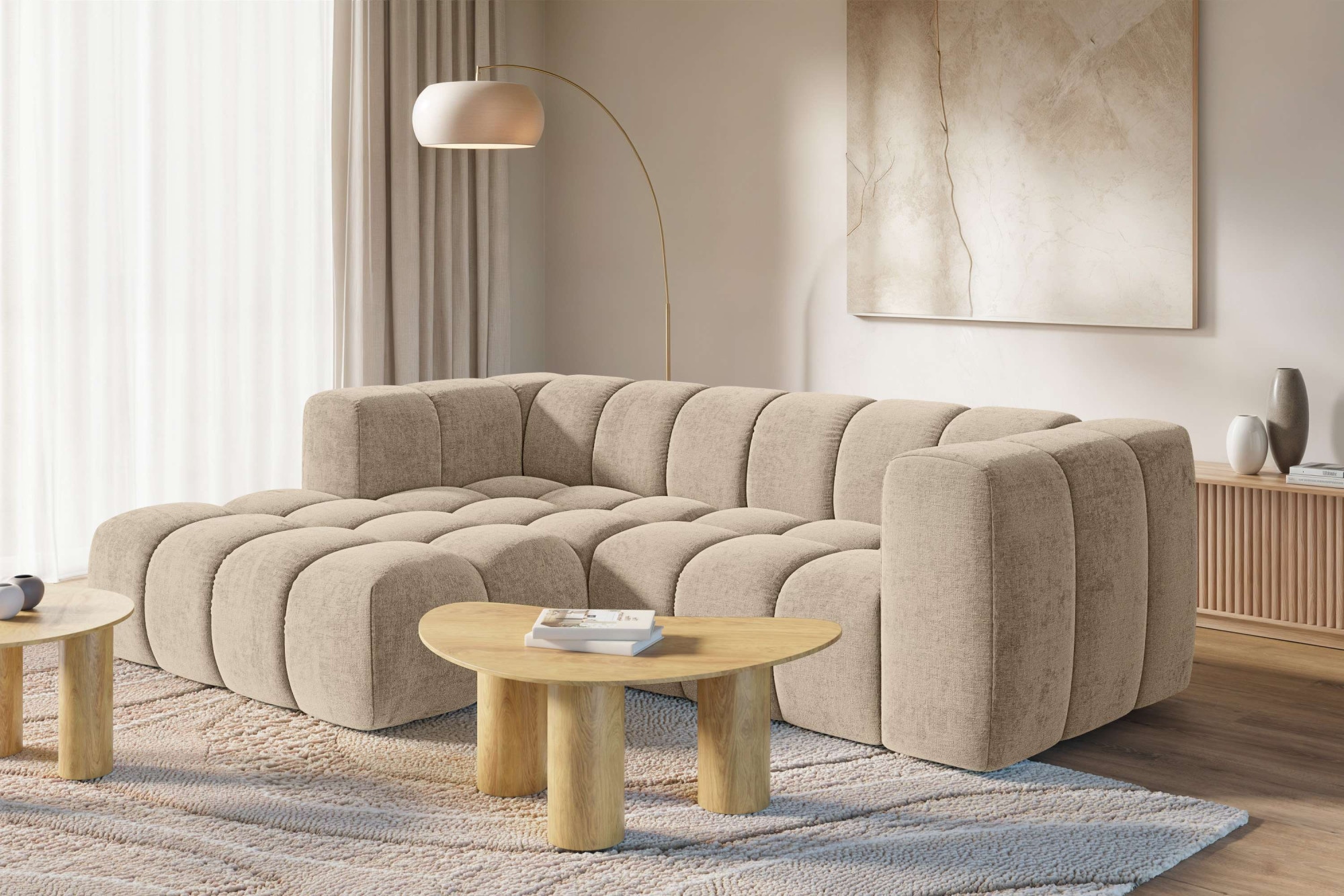 homsy by Ana Johnson Ecksofa ""L" BOUBELLE L-Form, Design-Sofa, Bubble-Optik, Breite 247 cm" hoher Sitzkomfort dank Wellenunterfederung, L Sitztiefe 63 cm