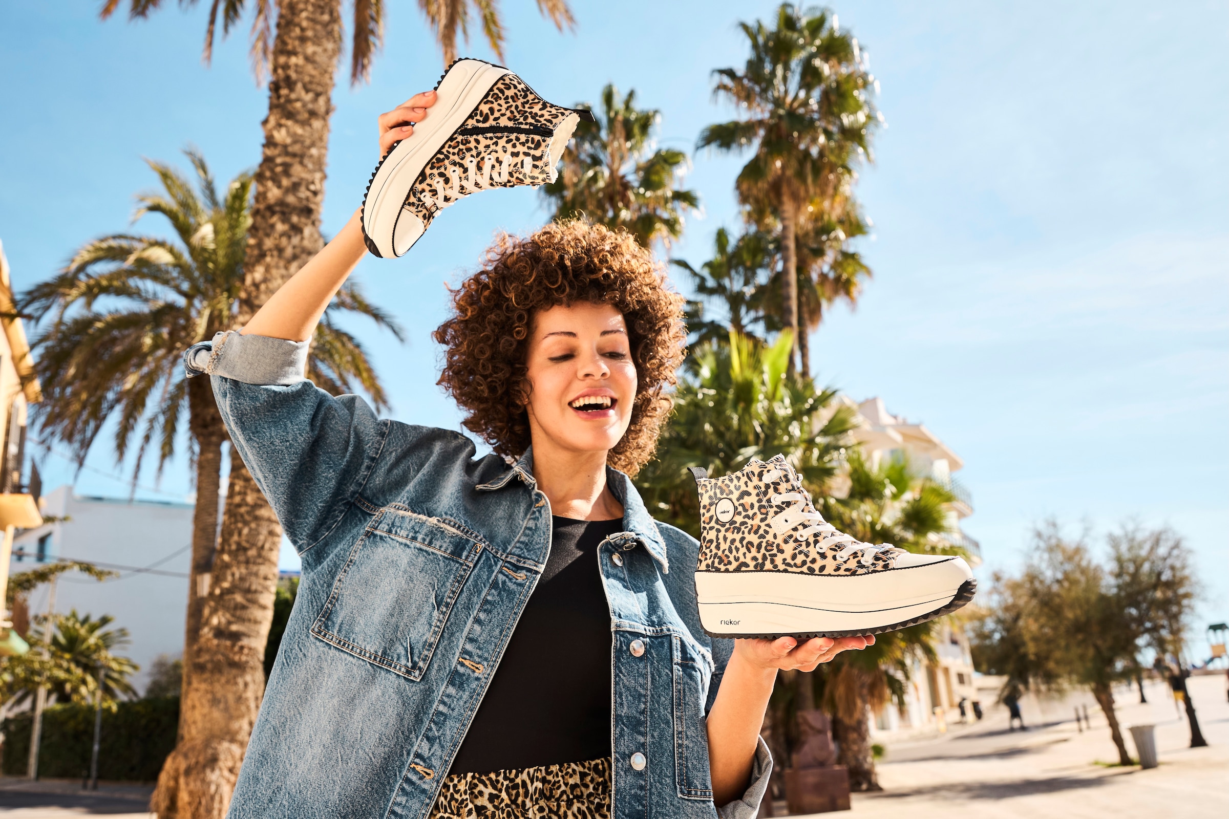 Rieker Sneaker, Plateau, High Top-Sneaker, Schnürschuh in veganer Verarbeitung