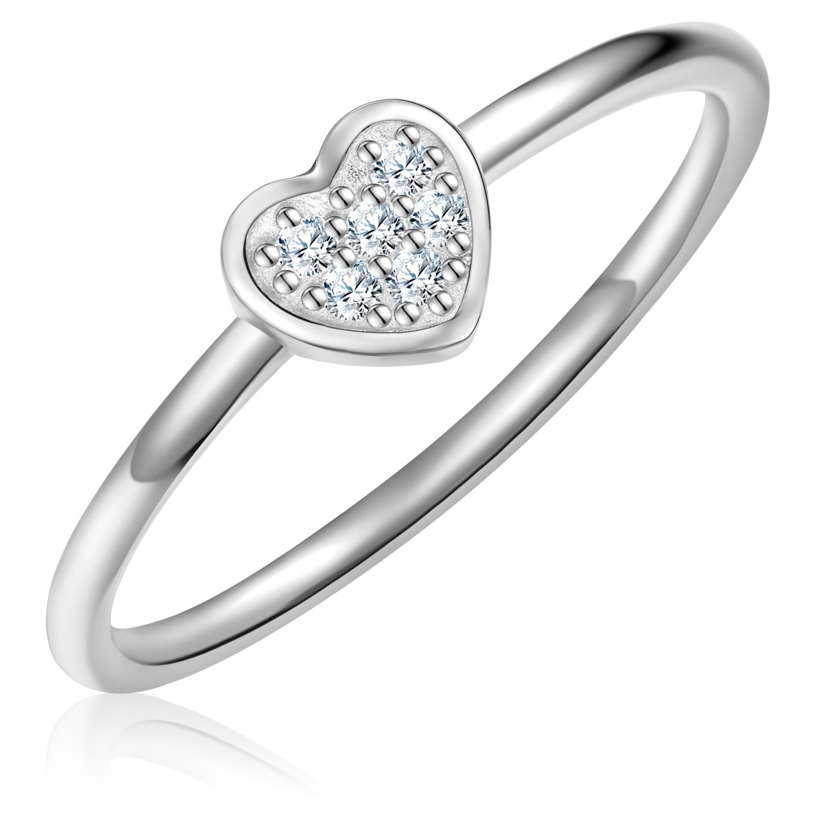 GLANZSTÜCKE MÜNCHEN GSM2232 Heart Ring Silver Size 52 2