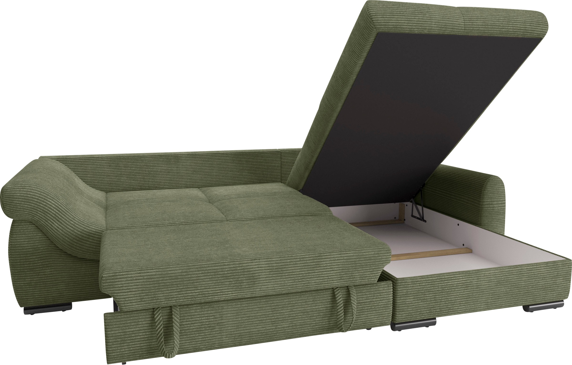 Mr. Couch Ecksofa »Livorno DuraFlex L-Form«, inkl. Hochschläfer-Bettauszug, XL-Bettkasten weiß beschichtet