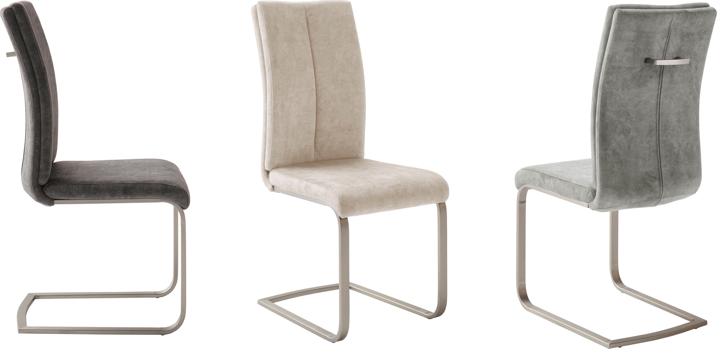 MCA furniture Freischwinger »Hudson Schwingstuhl 4er Set«, (Set), 4 St., Veloursstoff, Flachrohr,Vintage-Veloursoptik,mit Griff,belastbar 140 kg