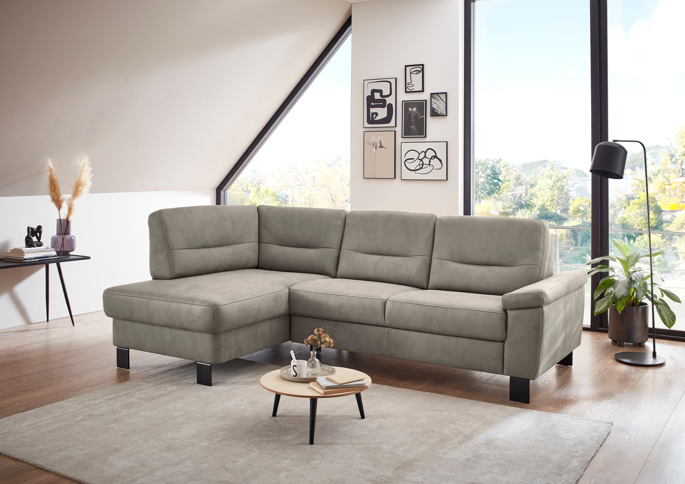 Die PlanBar Ecksofa »PP-PF23172 L-Form, Breite 244 cm« Eckgarnitur mit besonders kleinem Stellmaß ca. 160 x 244 cm