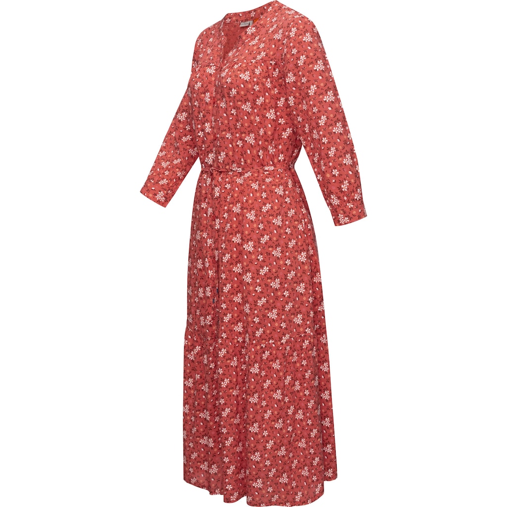 Ragwear Maxikleid »Meve«, Leichtes Langarmkleid mit Blumenmuster