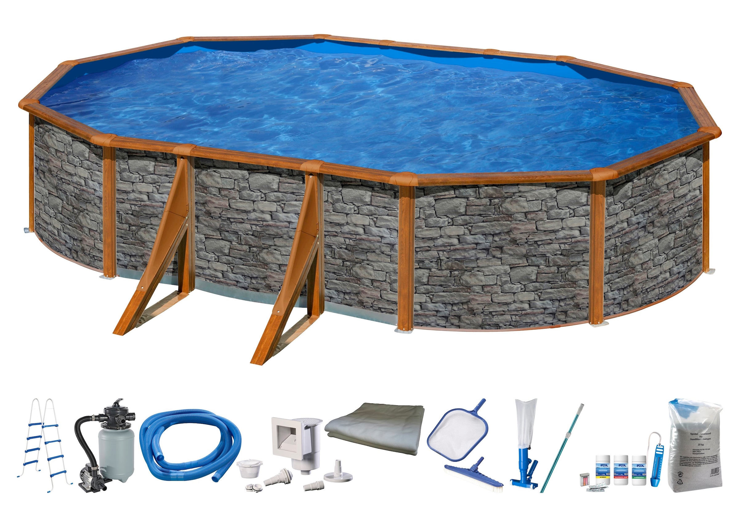 KONIFERA Ovalpool "PANAMA 4" Steindekor, Höhe 120 cm, in versch. Größen günstig online kaufen