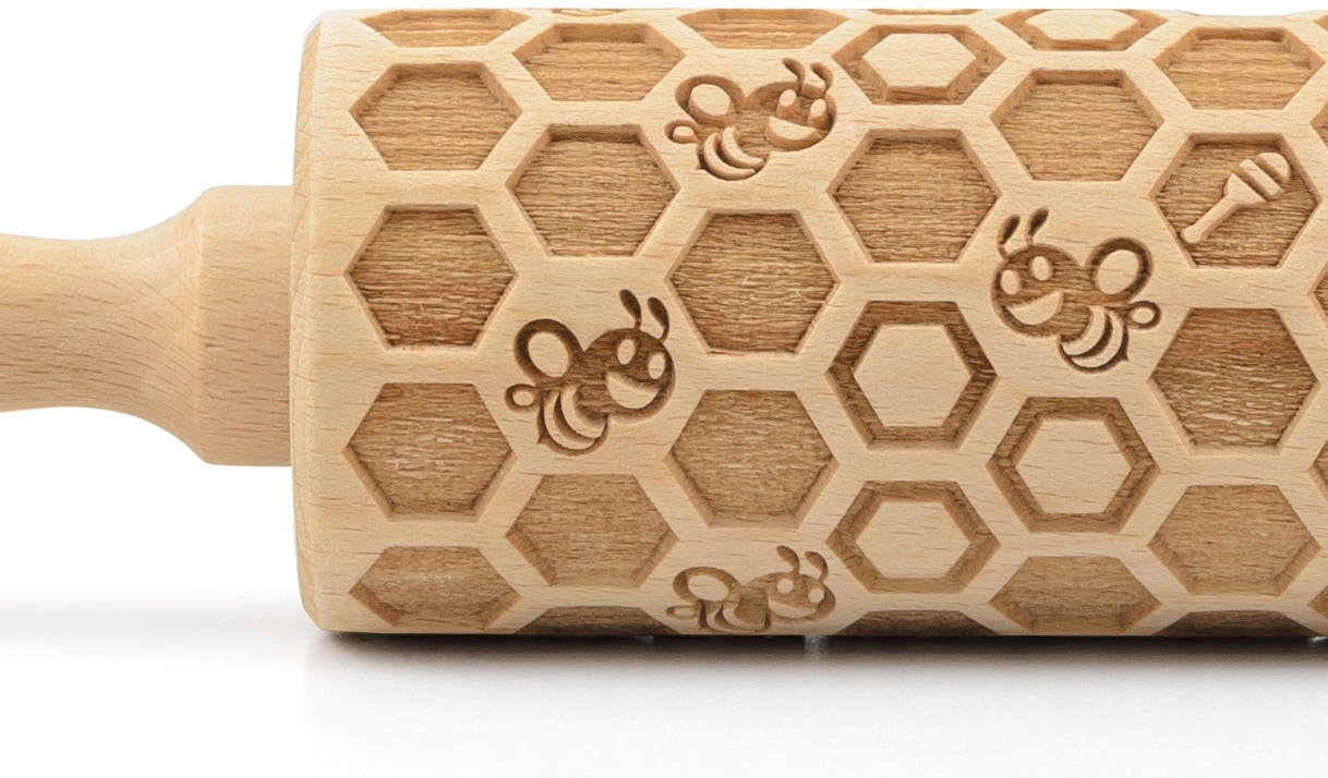 folkroll Teigroller »3D-Motiv-Teigrolle«, Bienenwaben