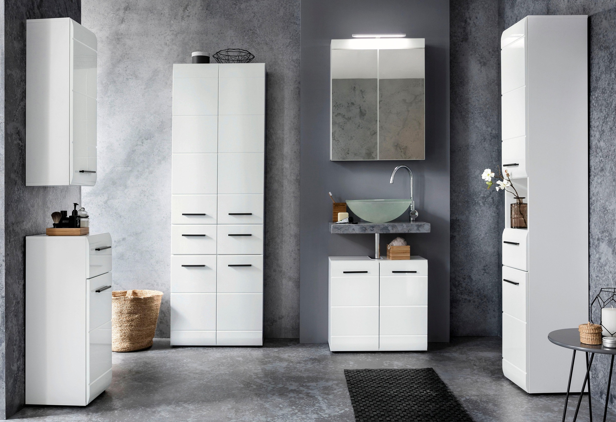 Thumbnail - INOSIGN Hochschrank "Sovana", Breiter Badezimmerschrank mit 2 Schubladen und 12 Fächern