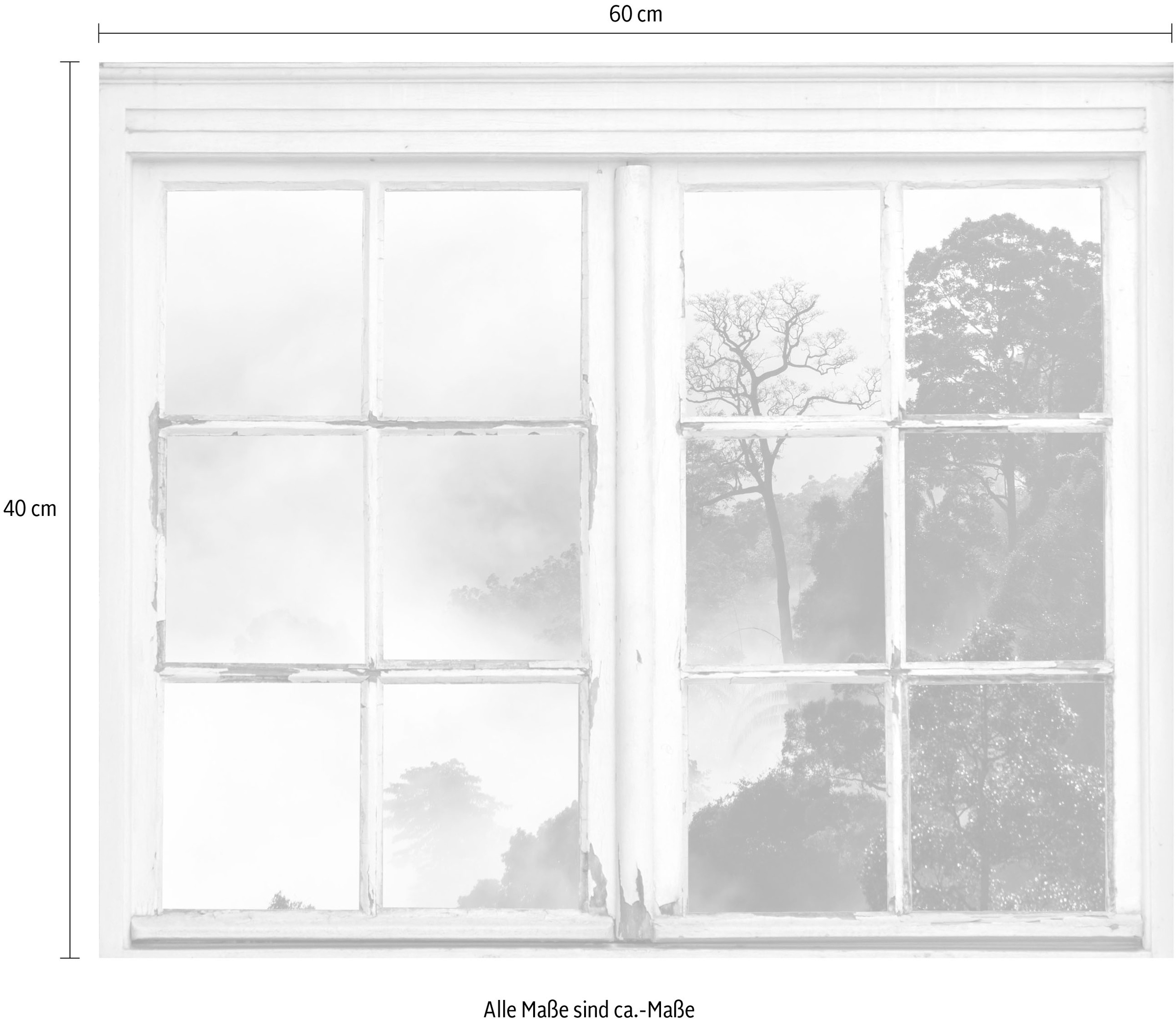 queence Wandsticker »Nebeliger Wald«, Wandsticker, Wandbild, selbstklebend, 3D, Fenster