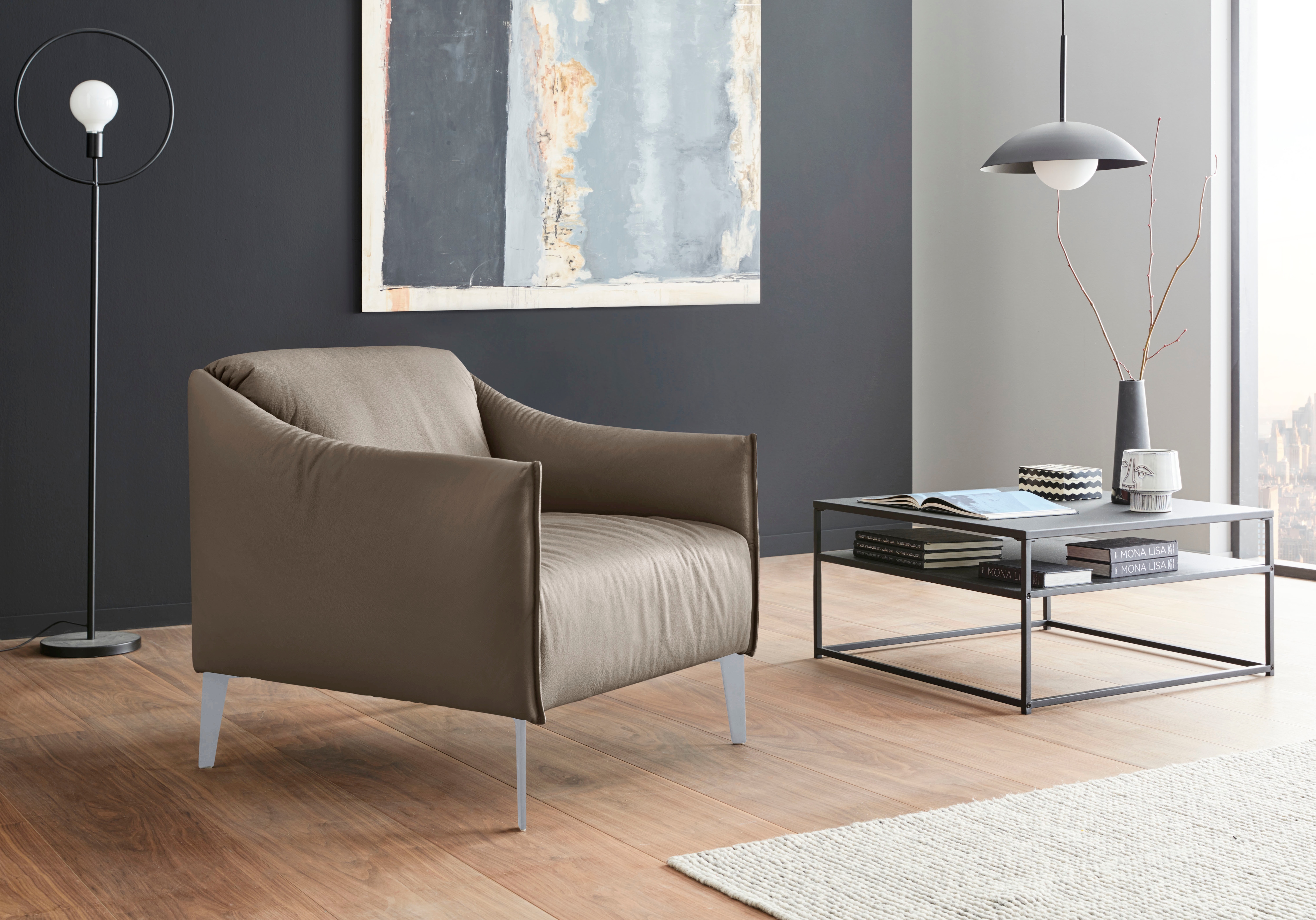 W.SCHILLIG Cocktailsessel "sally Designsessel, zeitlos und bequem, tolle Verarbeitungsdetails" mit Metall-Winkelfüßen in Silber matt