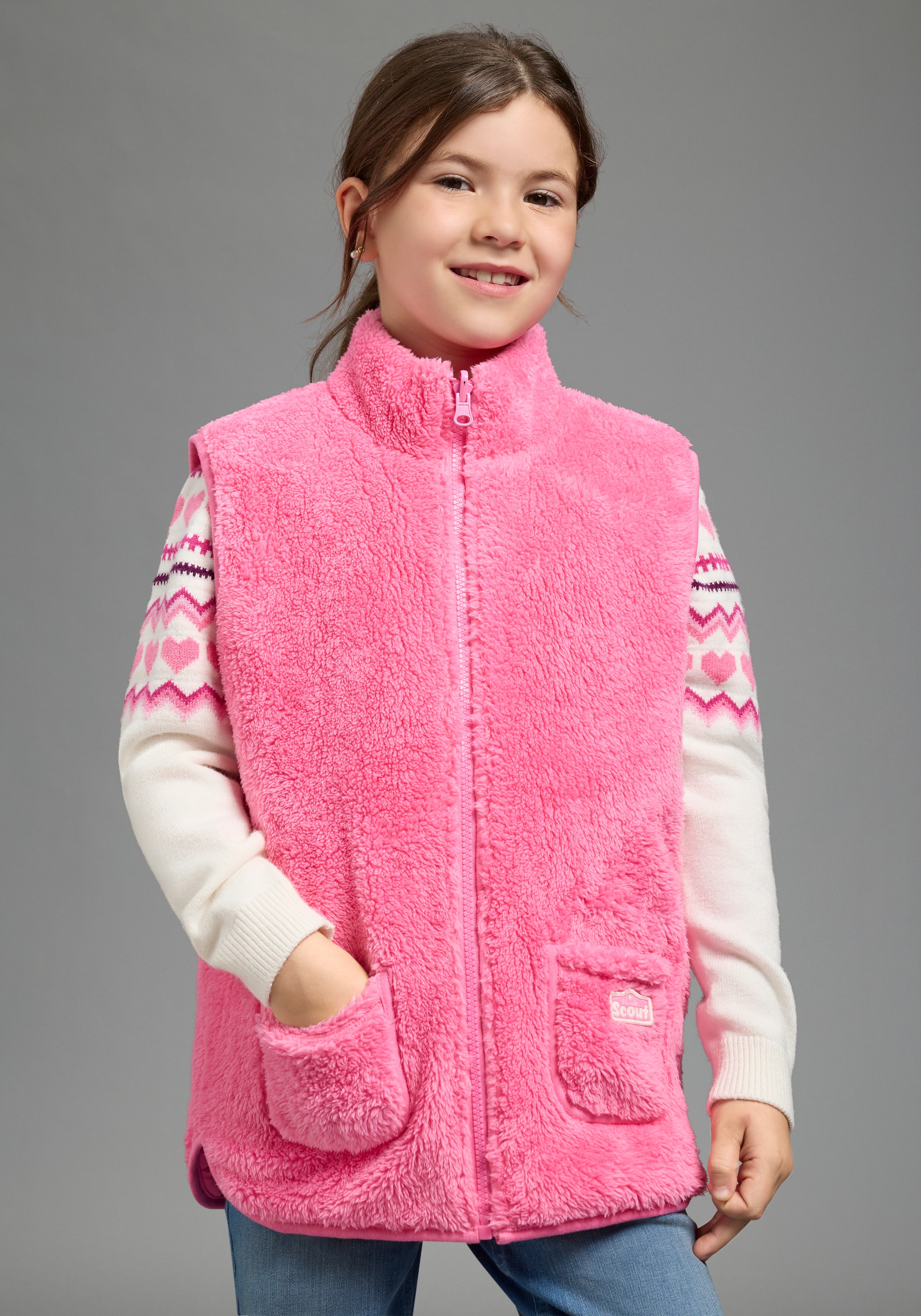 Scout Fleeceweste "Wende-Fleeceweste - NEU von SCOUT" Wendeweste, 1x Seite Teddyplüsch + 1x Seite Herzsteppung