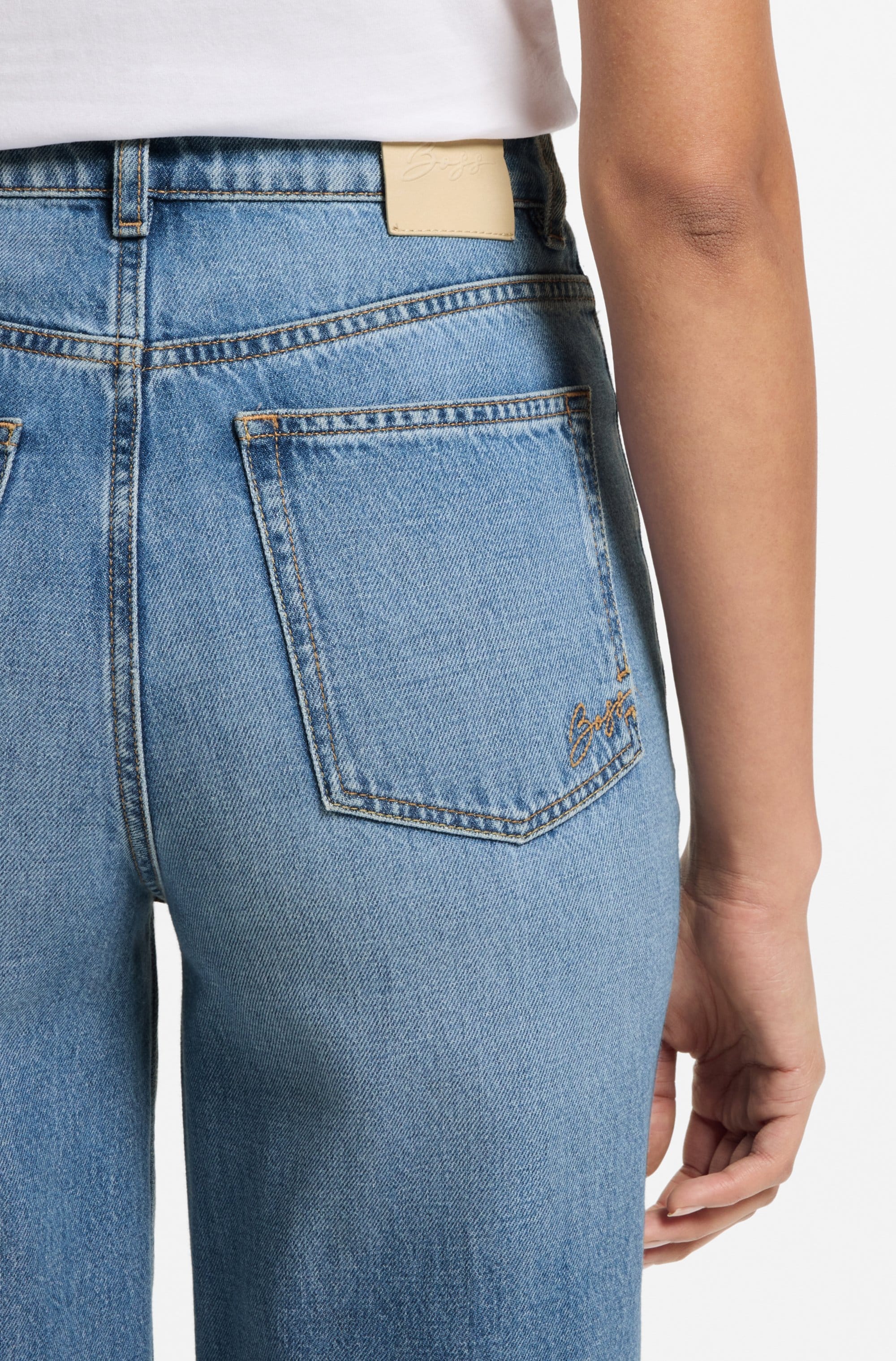 BOSS ORANGE Weite Jeans »MARLENE HR 12.0 Premium Damenmode« mit hohem Bund, Wide Leg