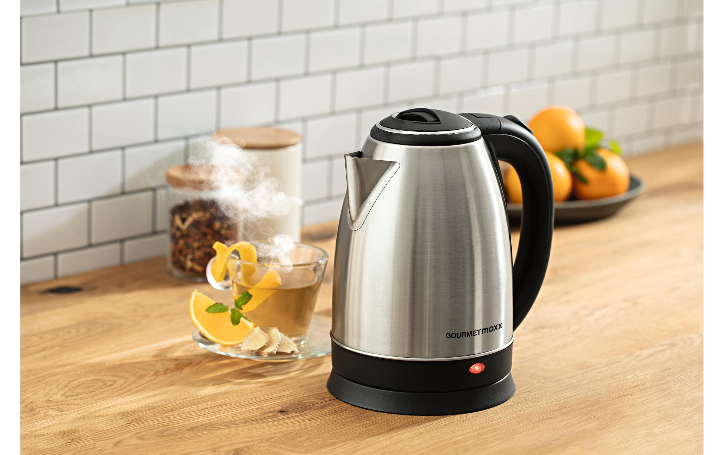 GOURMETmaxx Wasserkocher »45505 l, Schwarz/Silber« 1,8 l 1500 W