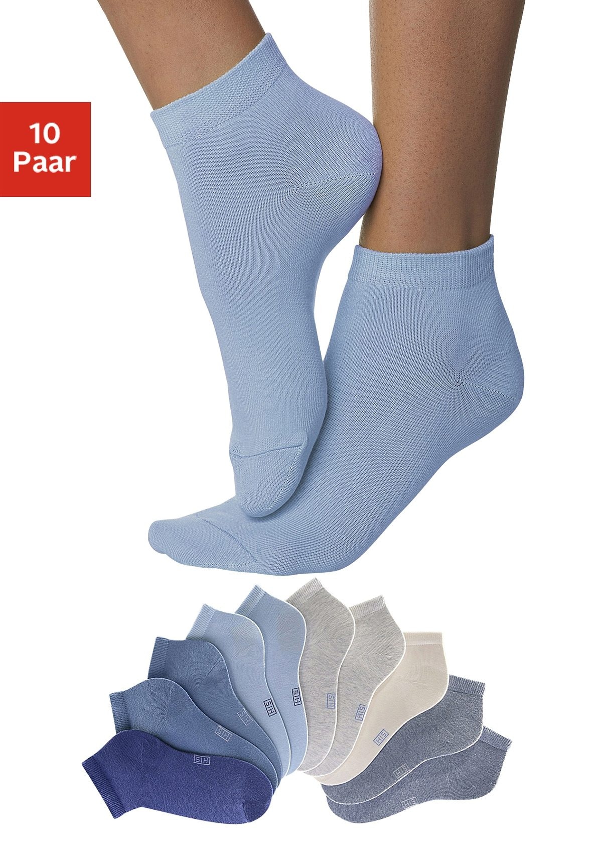 H.I.S Kurzsocken, (Set, 10 Paar), mit verstärkter Ferse und Spitze