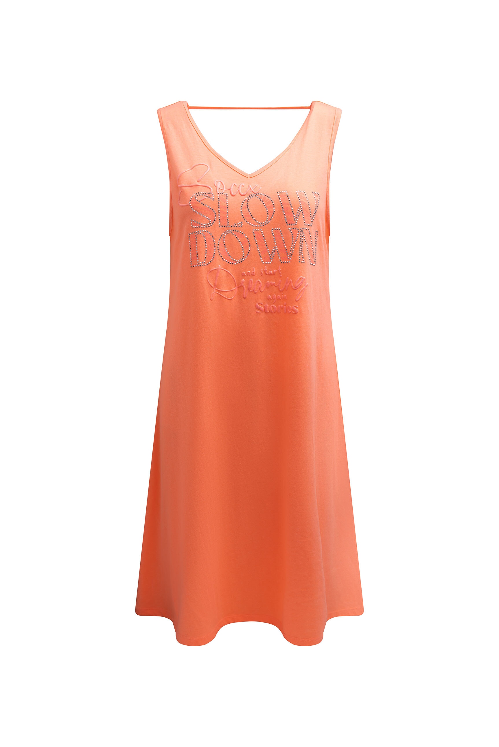 SOCCX Sommerkleid Ohne Taschen mit Glitzerstein-Wording