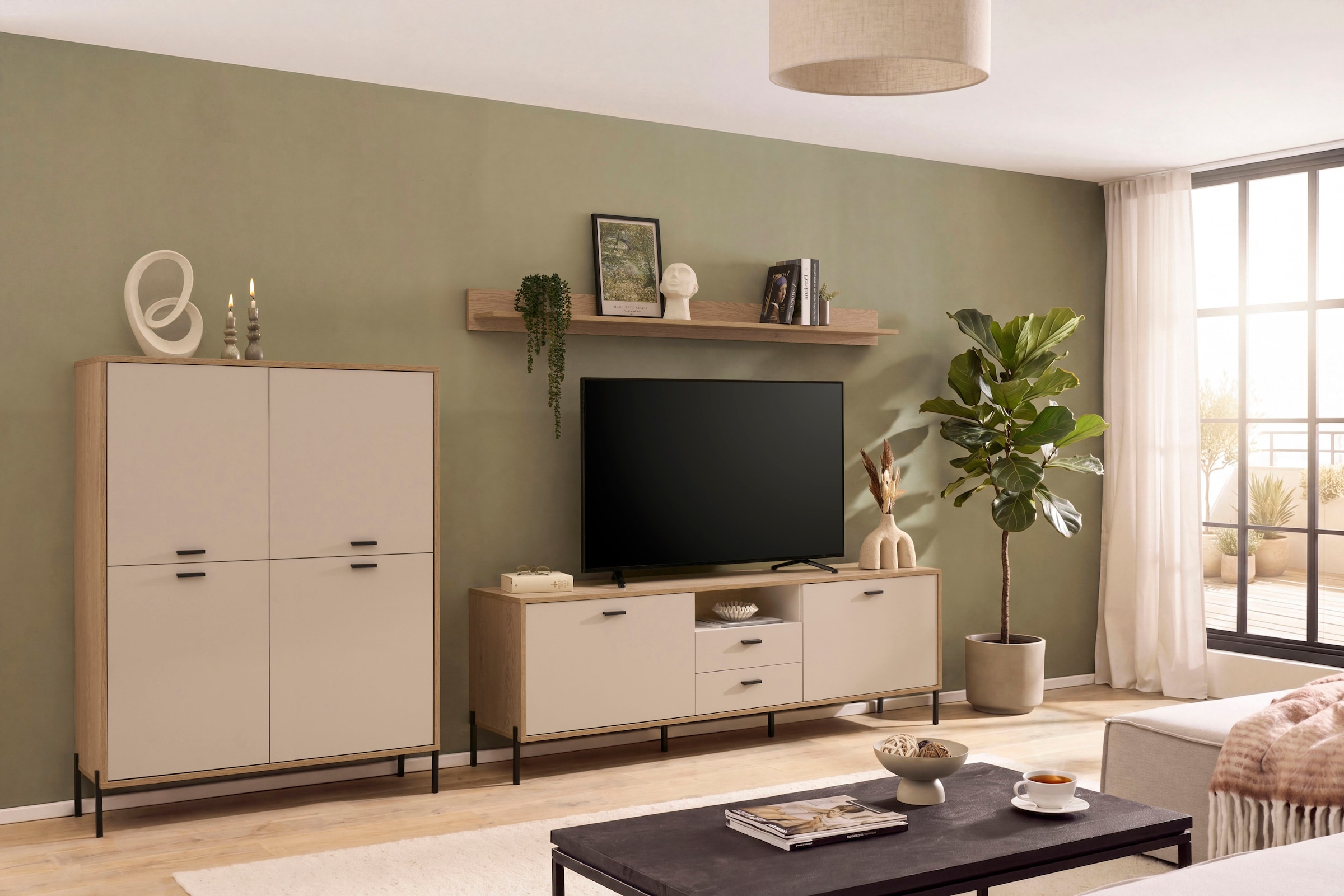 Home affaire Wohnwand »Fredericia, moderne Anbauwand, Komplettset in Kaschmir« Set, 3 Stk. tlg.