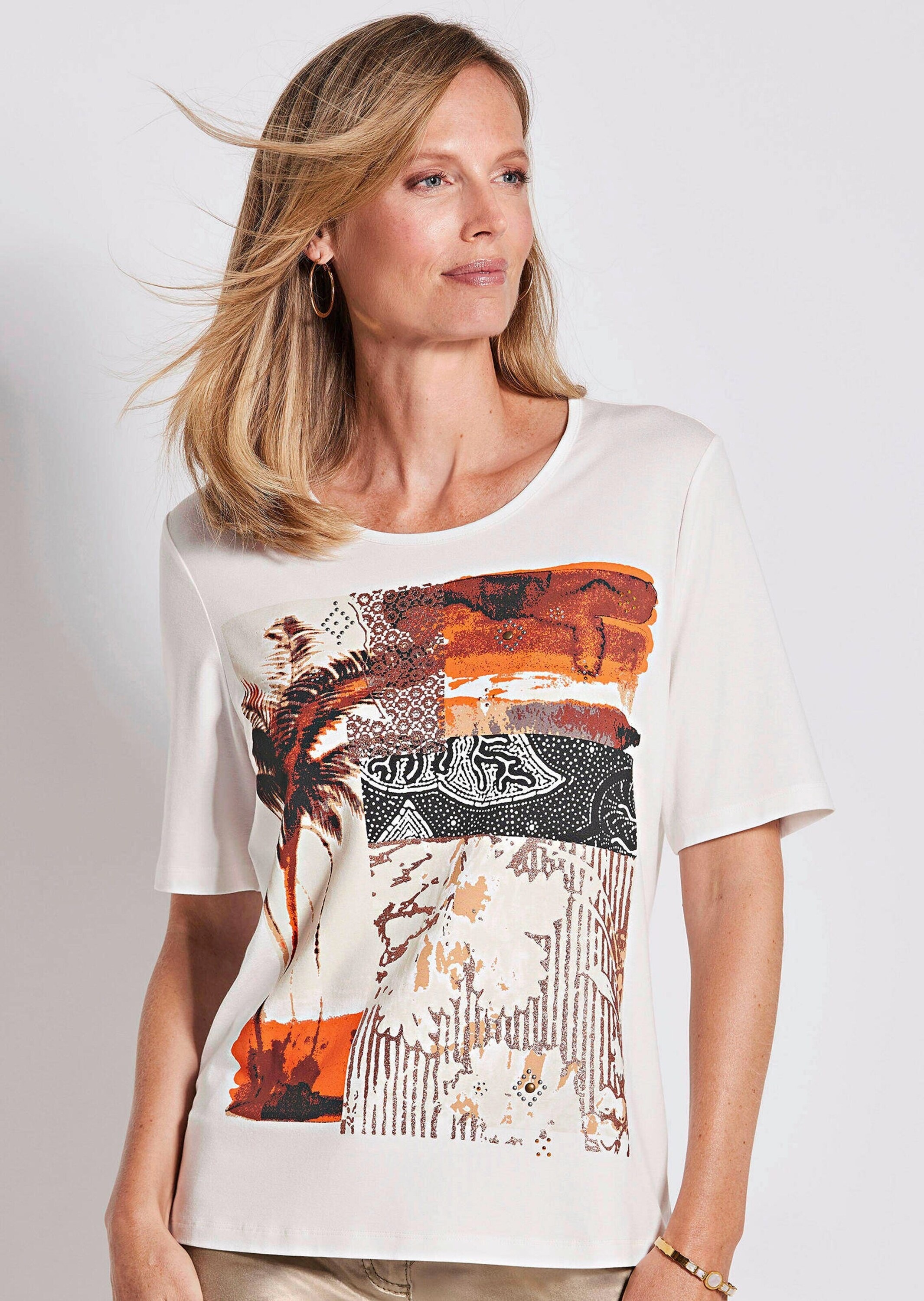 GOLDNER Kurzarmshirt »Kurzgröße Shirt« Glanzeffekt