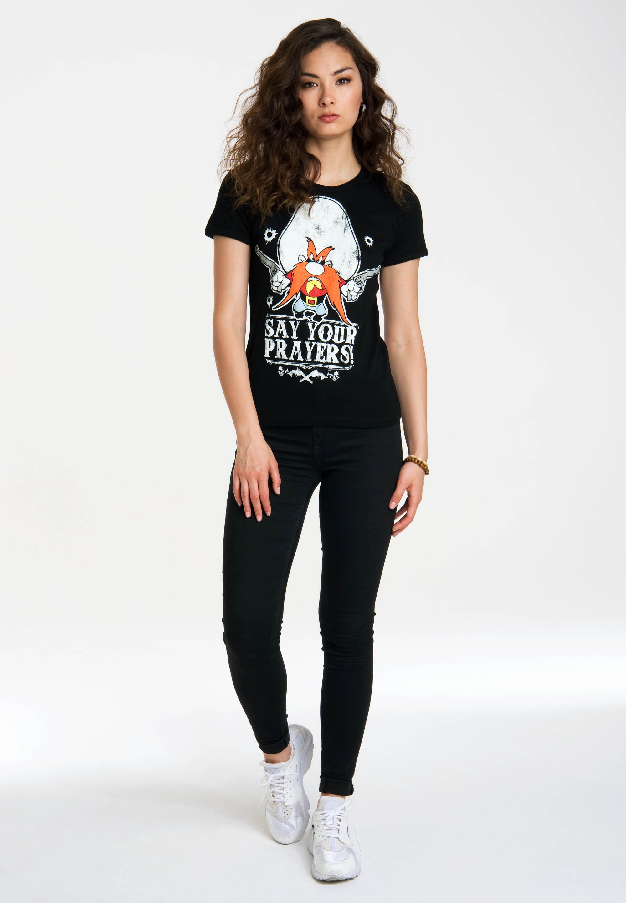 T-Shirt LOGOSHIRT "Looney Tunes – Say Your Prayers", Damen, Gr. XL, schwarz, 100% Baumwolle, bedruckt, normal, Rundhals, Shirts T-Shirt, mit lizenzierten Originaldesign 3