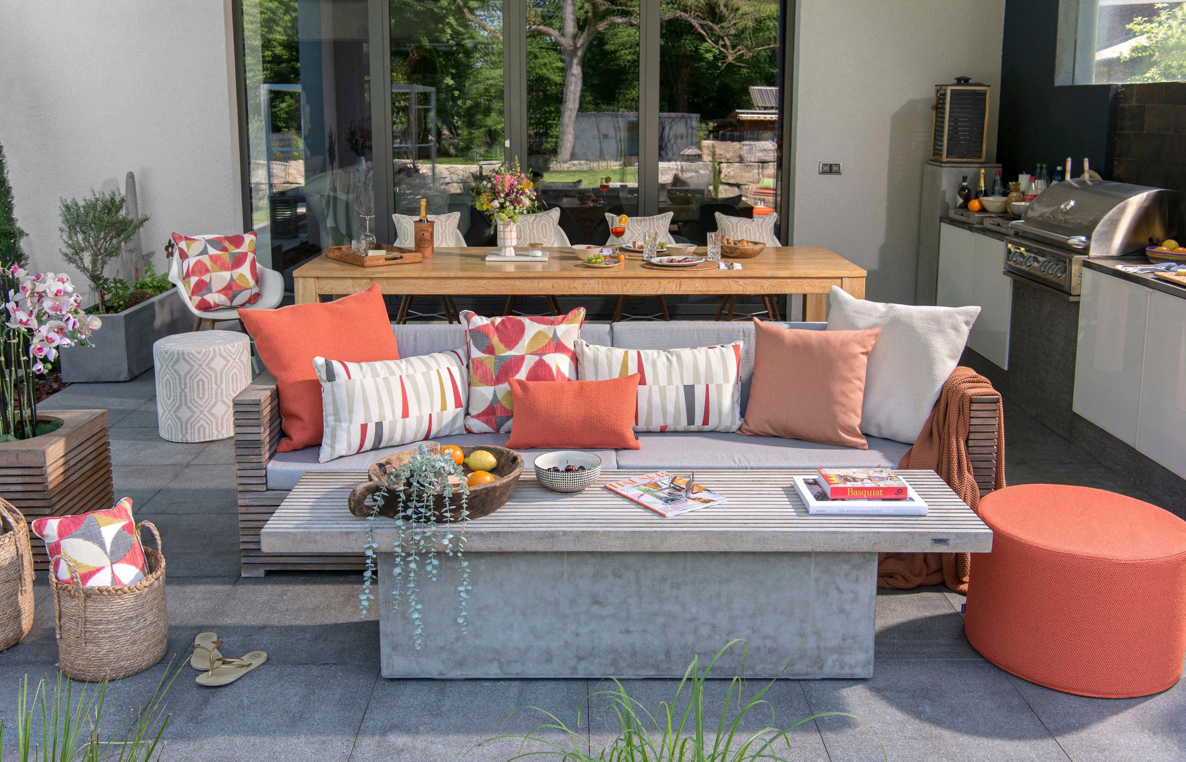 H.O.C.K. Dekokissen »Marbella« Outdoor, Batik-Look, schmutz-& wasserabweisend, mit Reißverschluss