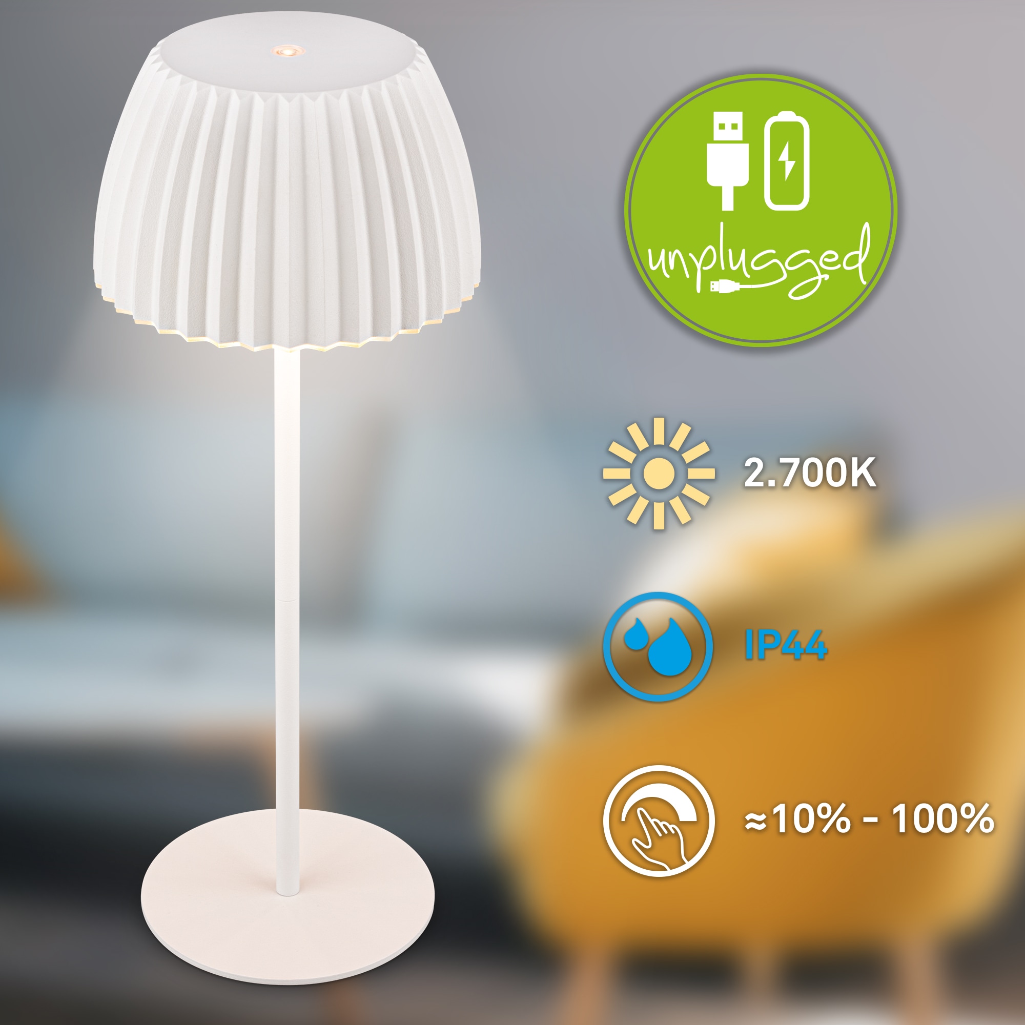 Briloner Leuchten LED Tischleuchte »Akku LED Tischleuchte, weiß«