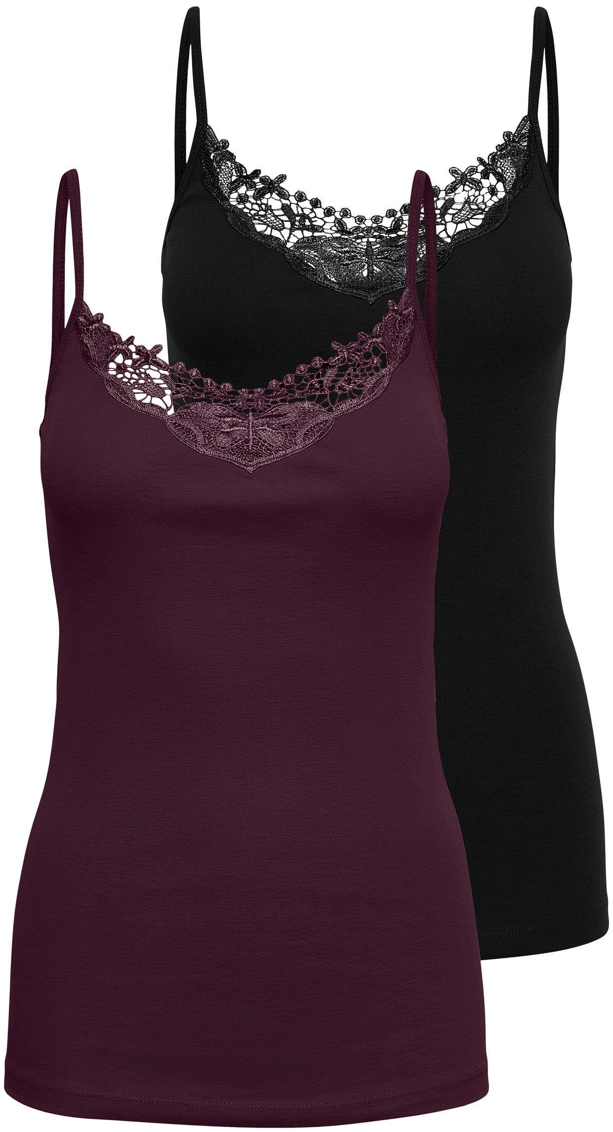 ONLY Spitzentop "ONLKIRA – Doppelpack mit Spitzendetail für feminine Looks" günstig online kaufen