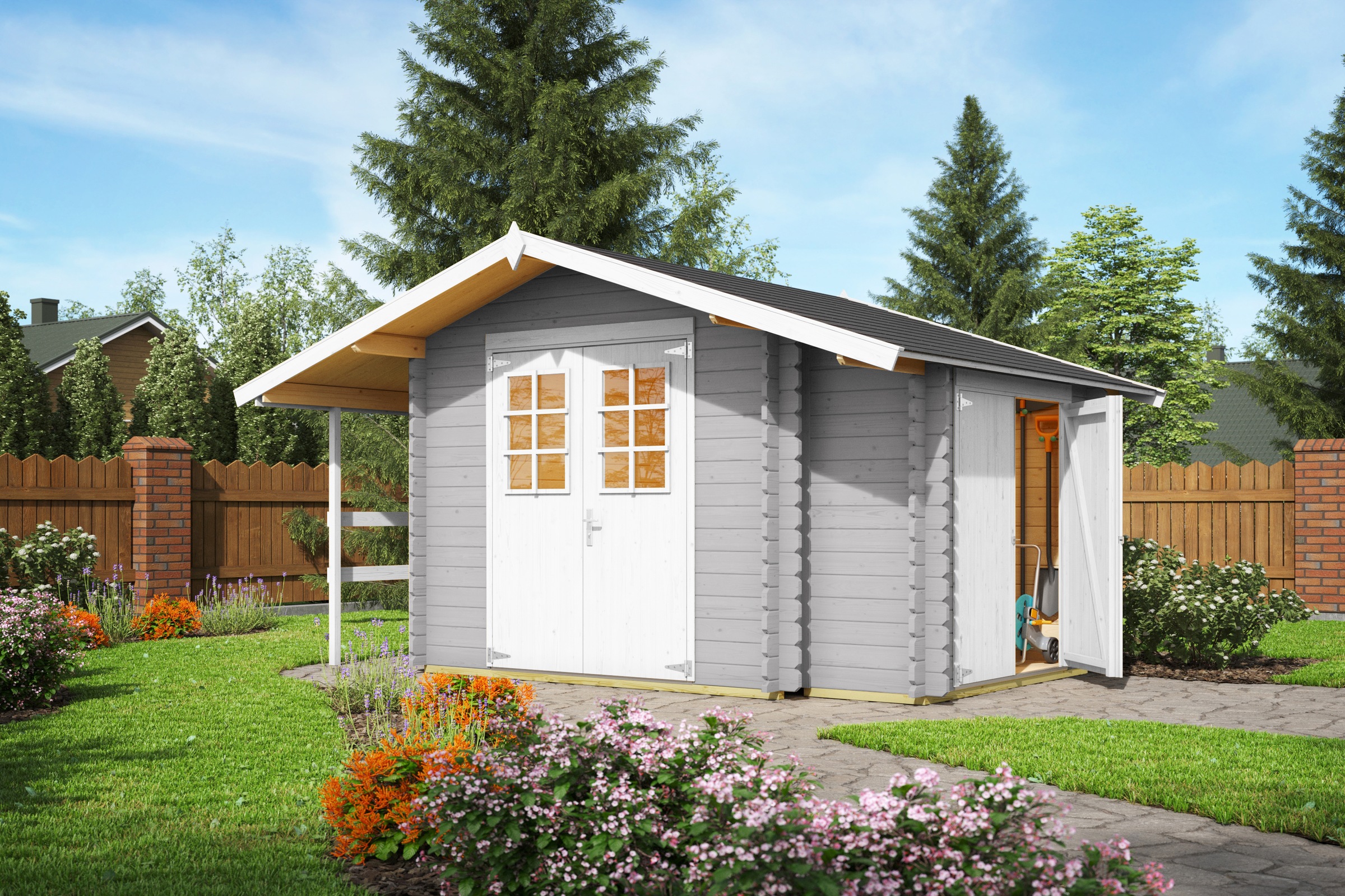Nordic Holz Gartenhaus "Vilano 2", mit 3 getrennten Bereiche günstig online kaufen