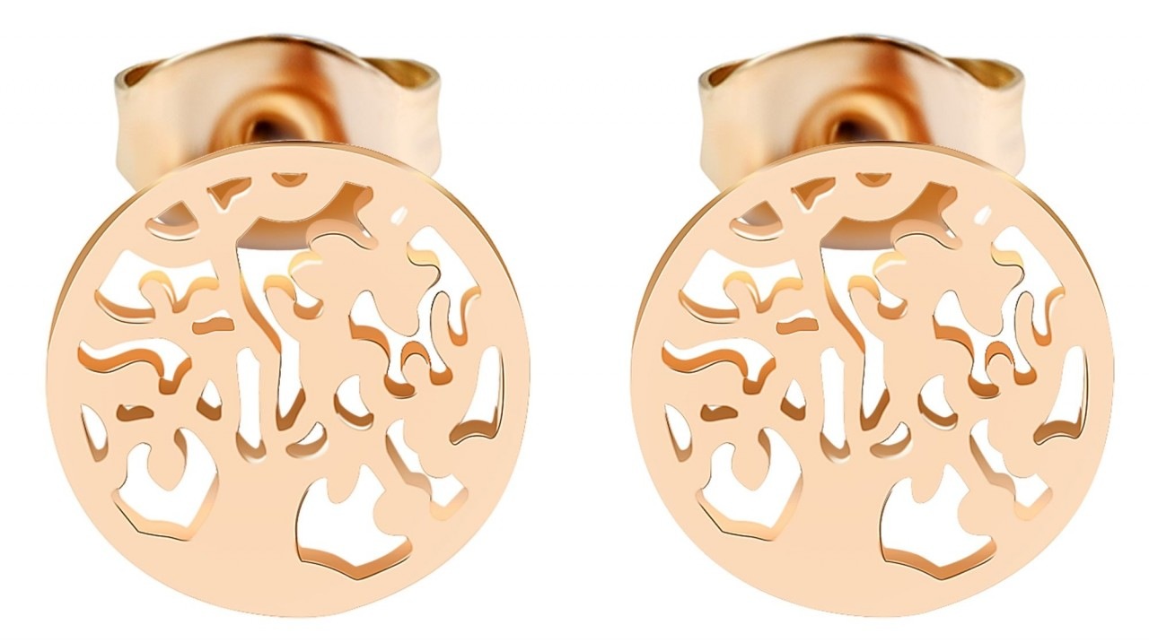 Paar Ohrhänger ADELIA´S "Damen Ohrstecker aus Edelstahl mit Baum des Lebens - - Ø 10 mm", silber, Ohrringe, Damen, Damen, Edelstahl 2