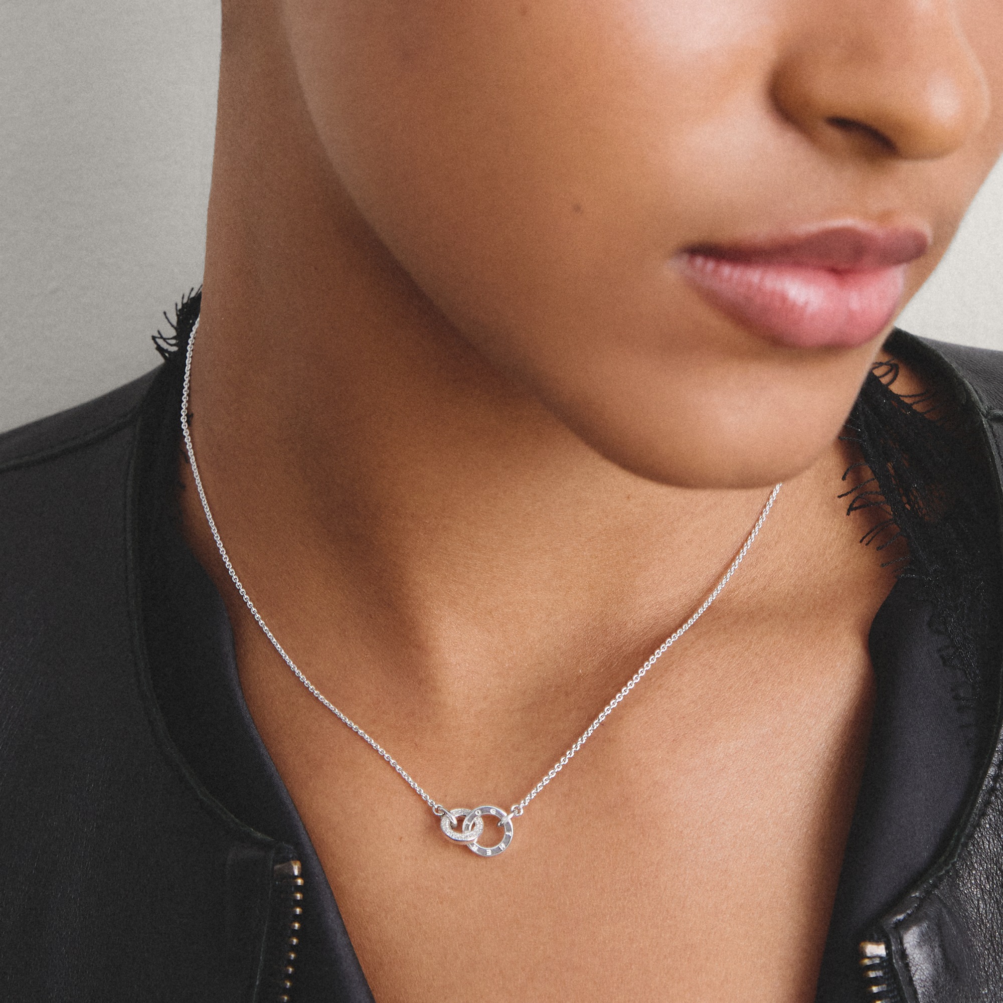 THOMAS SABO Kette mit Anhänger »Forever Together Kette Silber mit Zirkonia« mit Zirkonia (synth.)